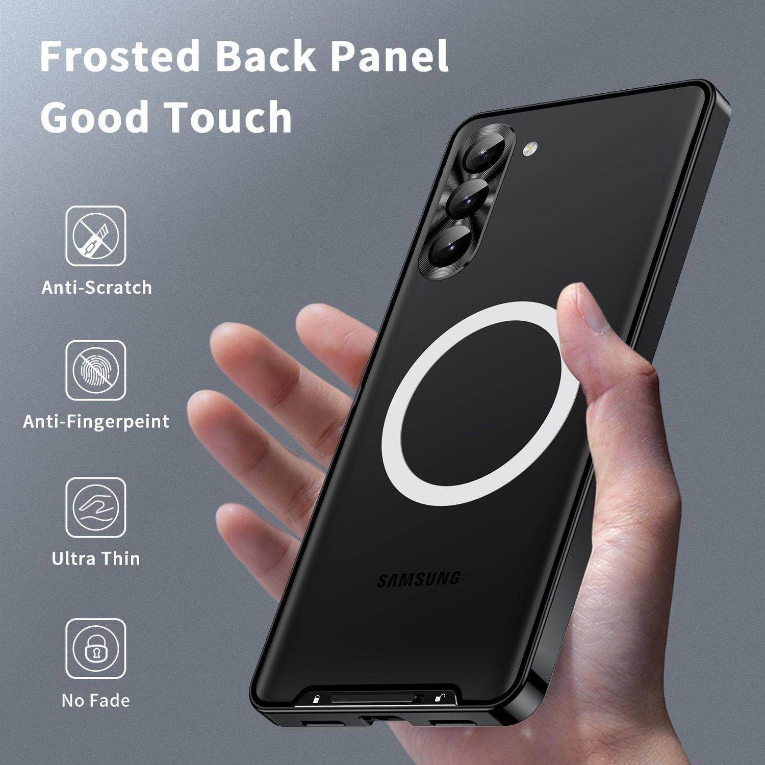 Für Samsung Galaxy S25 5G Magnetische Magsafe Frosted Metall Design Schutz Hülle Cover Schwarz