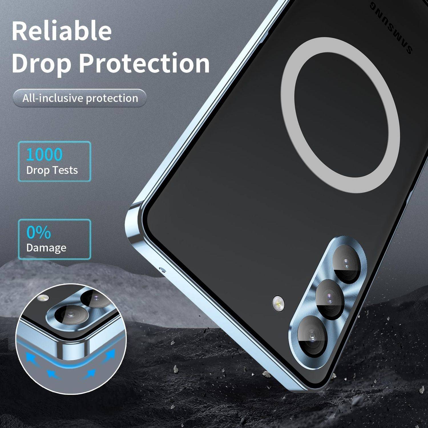 Für Samsung Galaxy S25 5G Magnetische Magsafe Frosted Metall Design Schutz Hülle Cover Blau