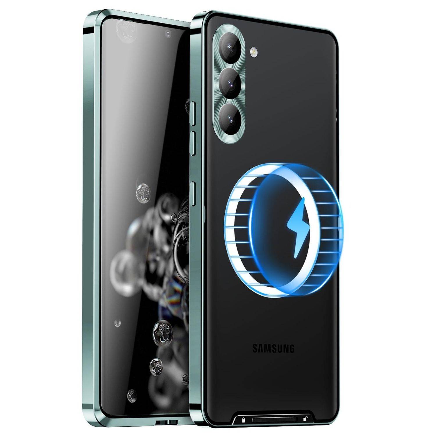 Für Samsung Galaxy S25 5G Magnetische Magsafe Frosted Metall Design Schutz Hülle Cover Grün