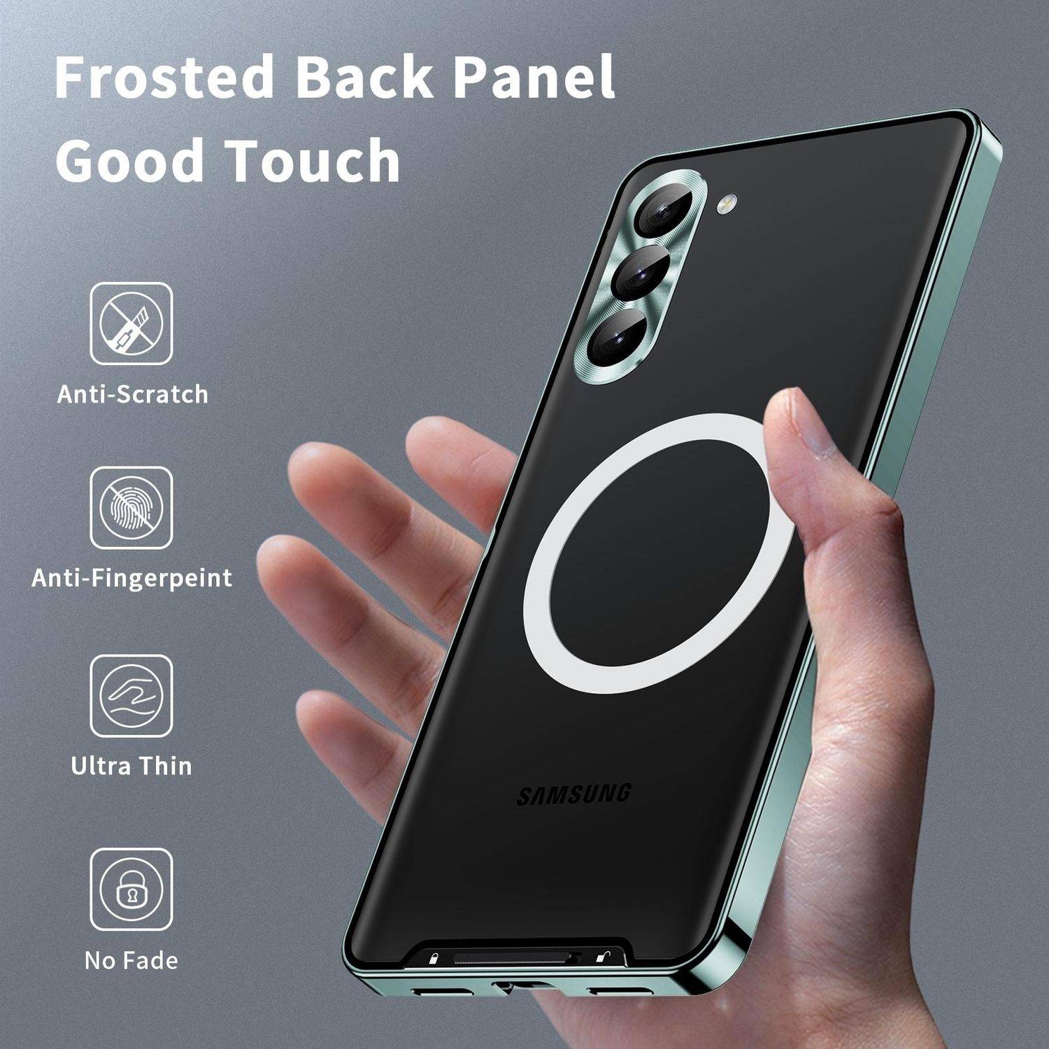 Für Samsung Galaxy S25 5G Magnetische Magsafe Frosted Metall Design Schutz Hülle Cover Grün