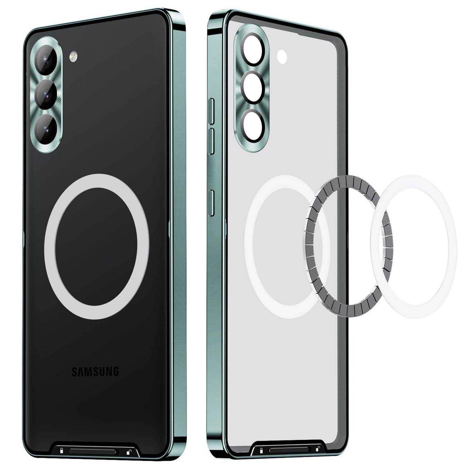 Für Samsung Galaxy S25 5G Magnetische Magsafe Frosted Metall Design Schutz Hülle Cover Grün