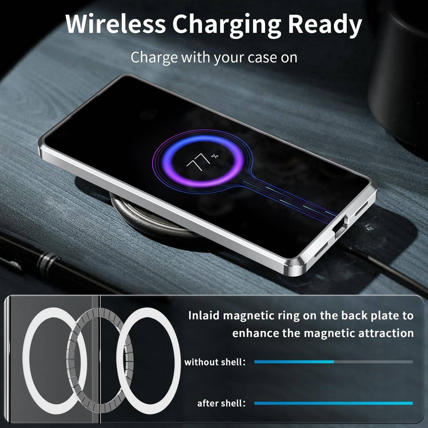 Für Samsung Galaxy S25 Plus 5G Magnetische Magsafe Frosted Metall Design Schutz Hülle Cover Silber