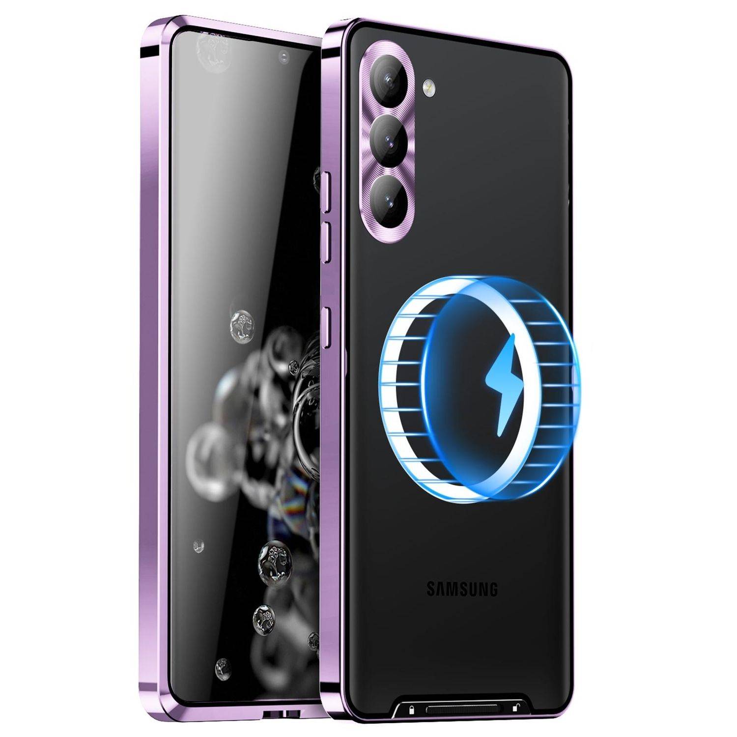 Für Samsung Galaxy S25 5G Magnetische Magsafe Frosted Metall Design Schutz Hülle Cover Lila