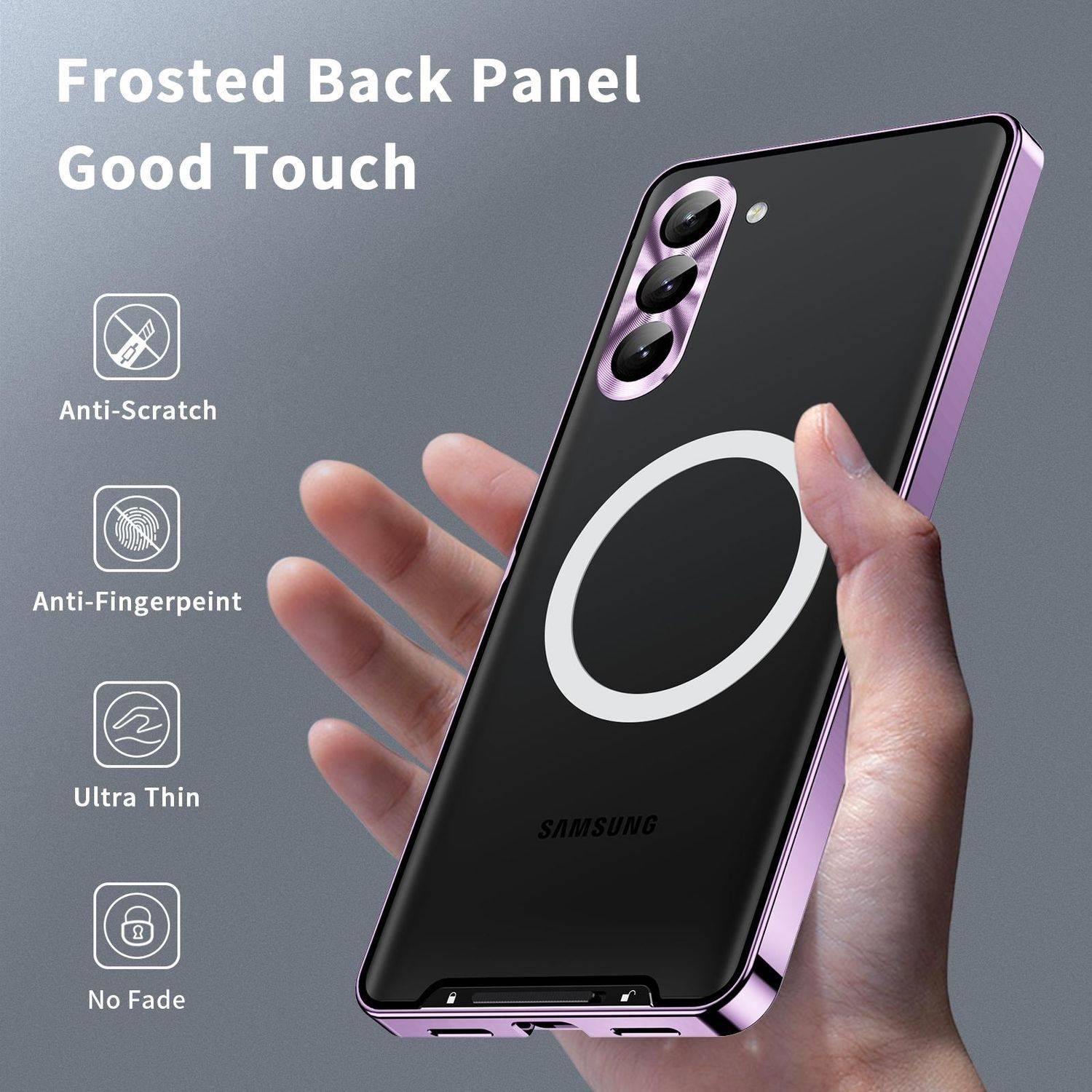 Für Samsung Galaxy S25 5G Magnetische Magsafe Frosted Metall Design Schutz Hülle Cover Lila