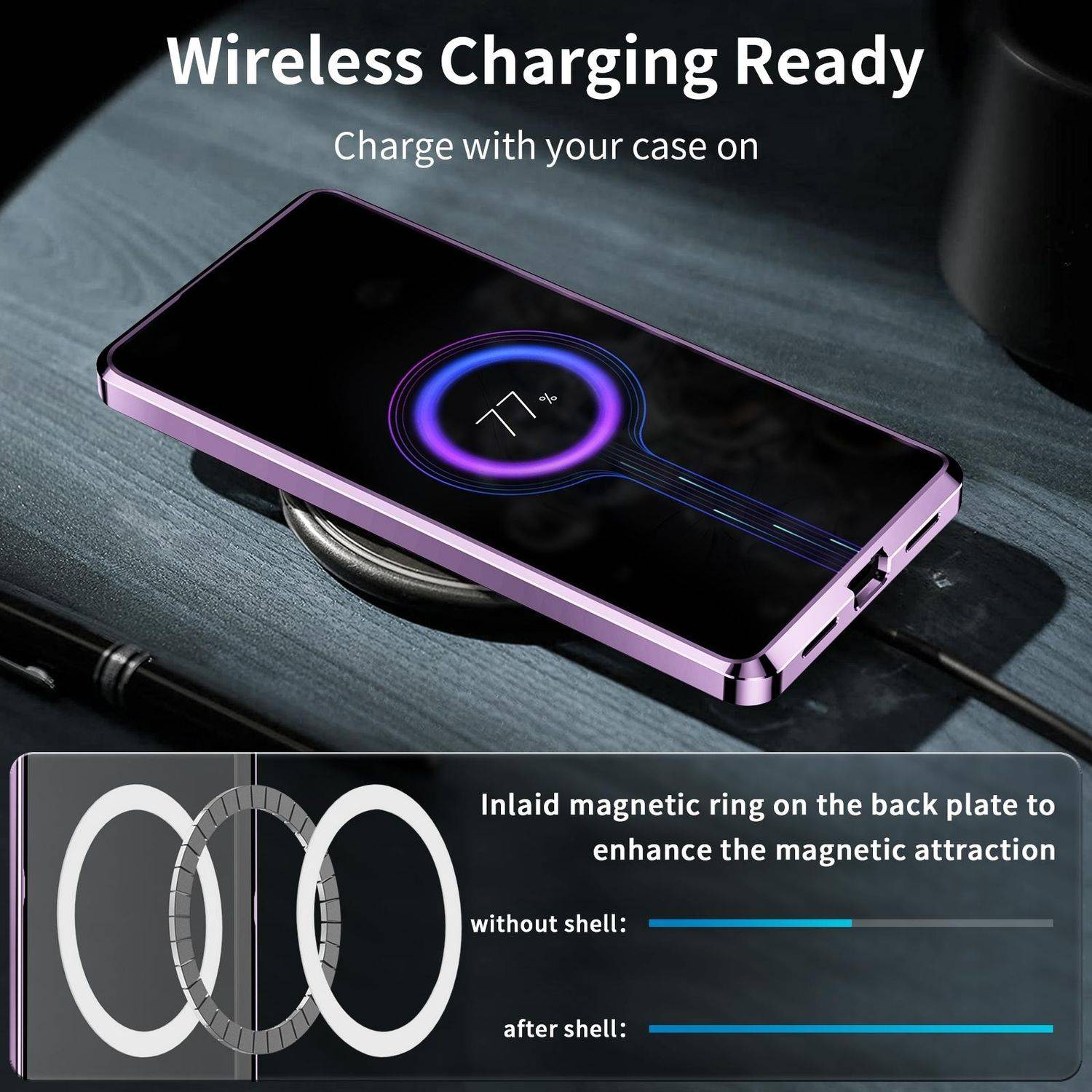 Für Samsung Galaxy S25 5G Magnetische Magsafe Frosted Metall Design Schutz Hülle Cover Lila