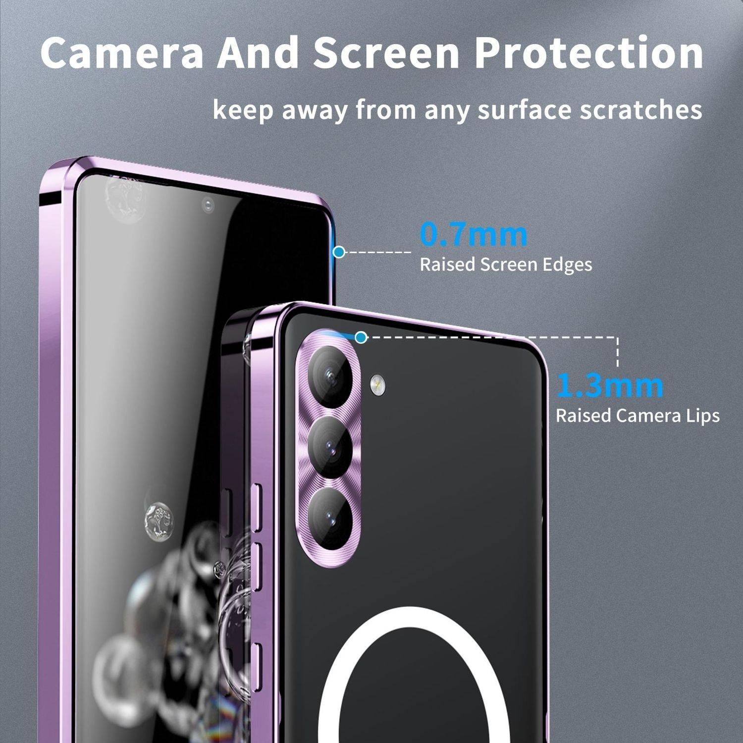 Für Samsung Galaxy S25 5G Magnetische Magsafe Frosted Metall Design Schutz Hülle Cover Lila