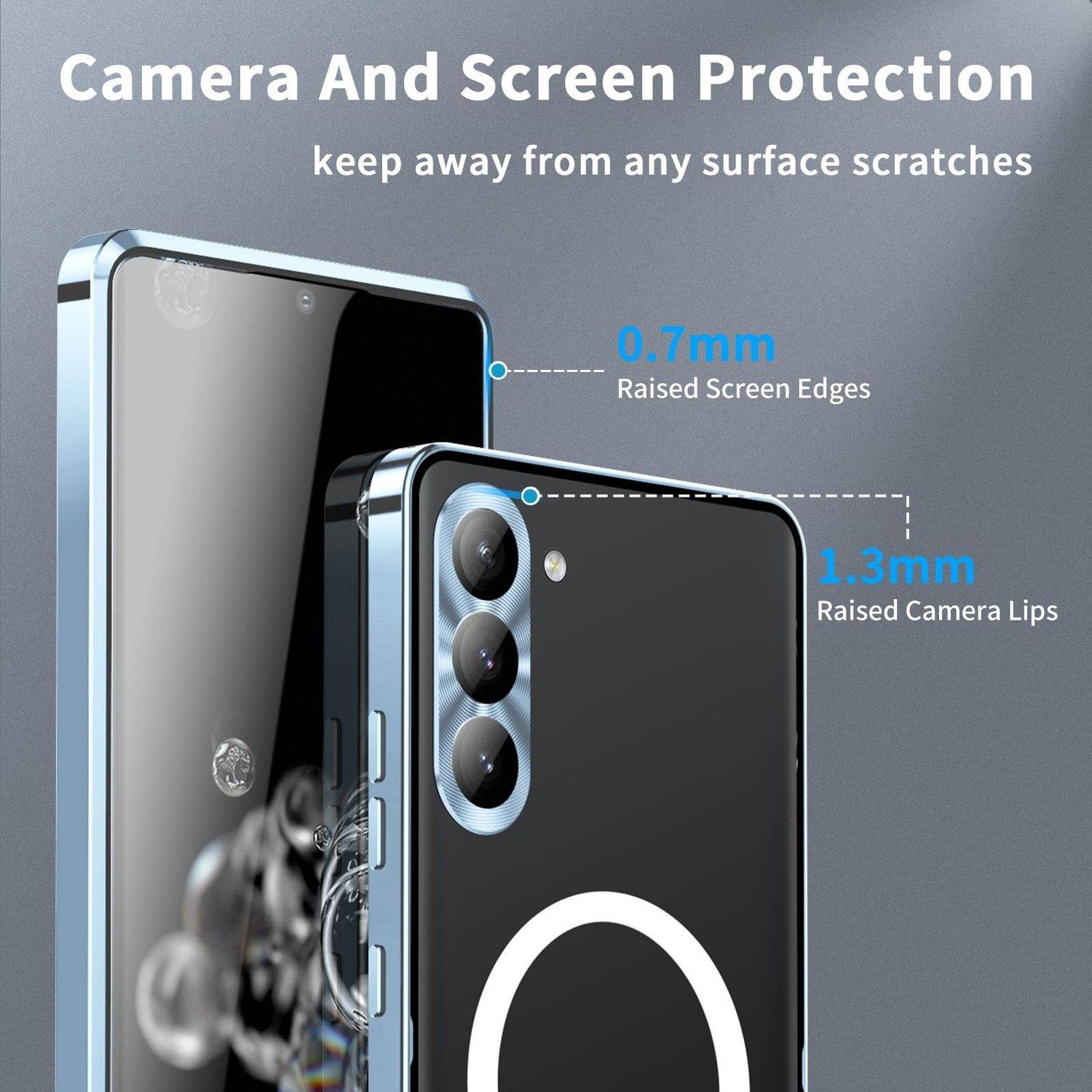 Für Samsung Galaxy S25 Plus 5G Magnetische Magsafe Frosted Metall Design Schutz Hülle Cover Blau