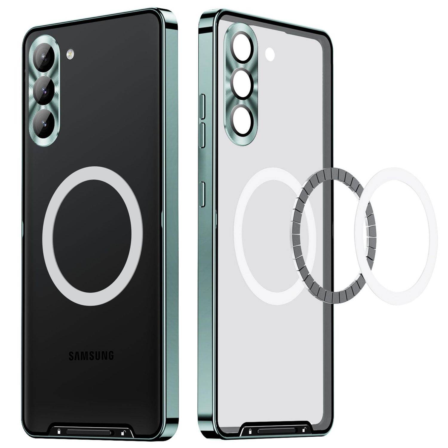 Für Samsung Galaxy S25 Plus 5G Magnetische Magsafe Frosted Metall Design Schutz Hülle Cover Grün