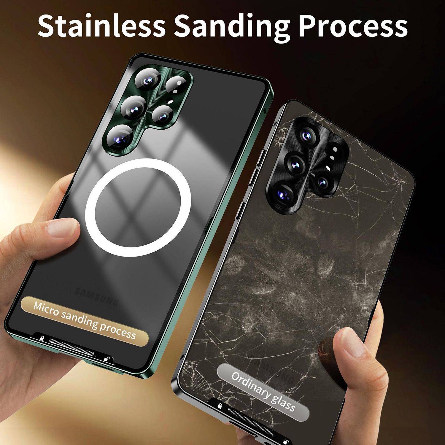 Für Samsung Galaxy S25 Ultra 5G Magnetische Magsafe Frosted Metall Design Schutz Hülle Cover Grün