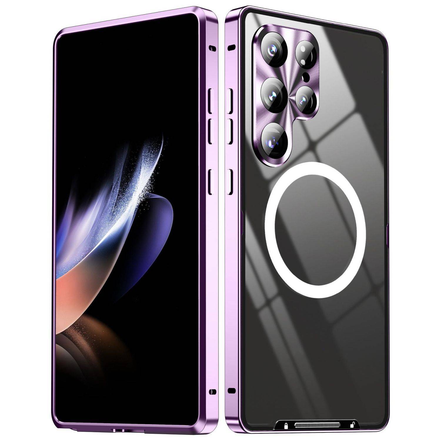 Für Samsung Galaxy S25 Ultra 5G Magnetische Magsafe Frosted Metall Design Schutz Hülle Cover Lila