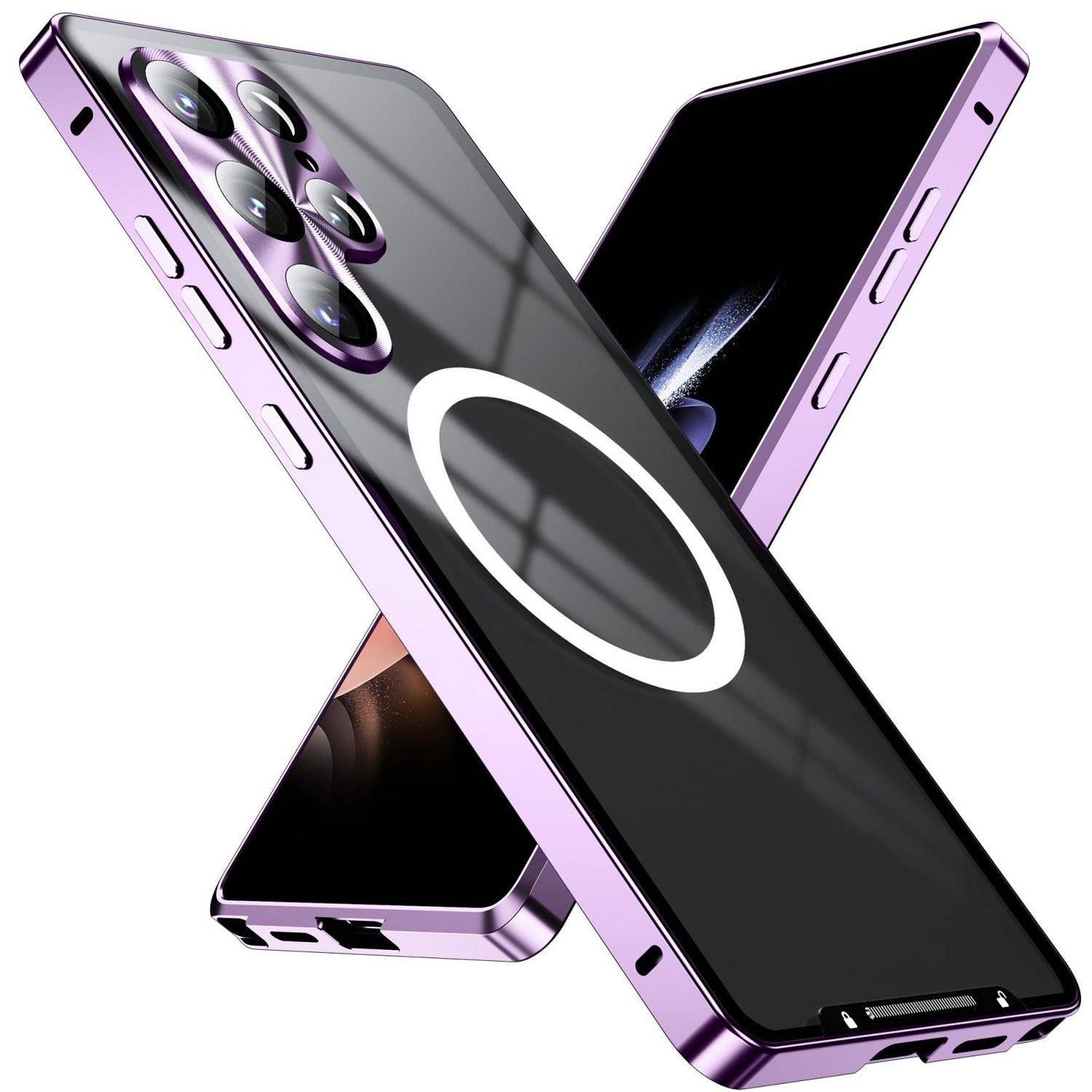 Für Samsung Galaxy S25 Ultra 5G Magnetische Magsafe Frosted Metall Design Schutz Hülle Cover Lila