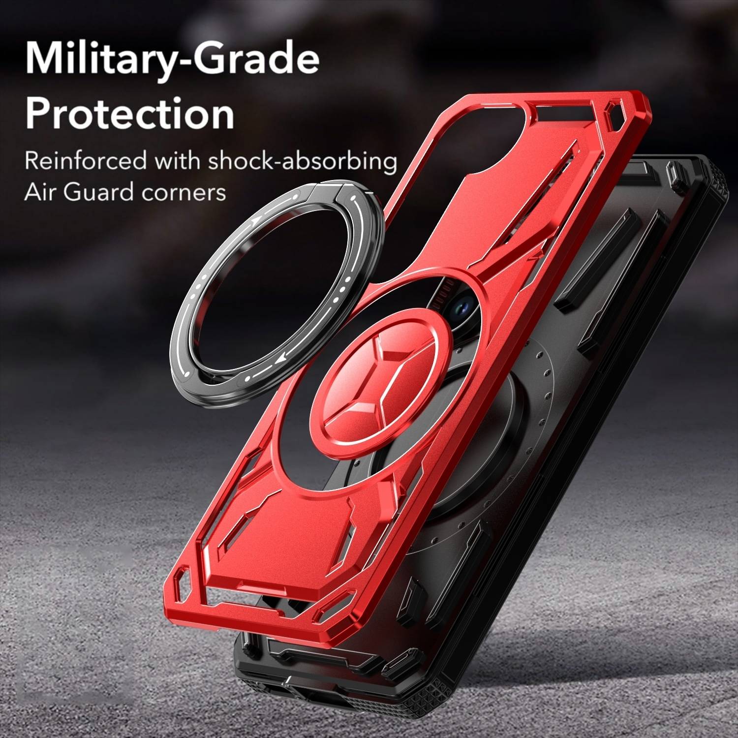 Für Samsung Galaxy S25 5G Armor II Series MagSafe Magnet Ring Schutz Hülle Schwarz