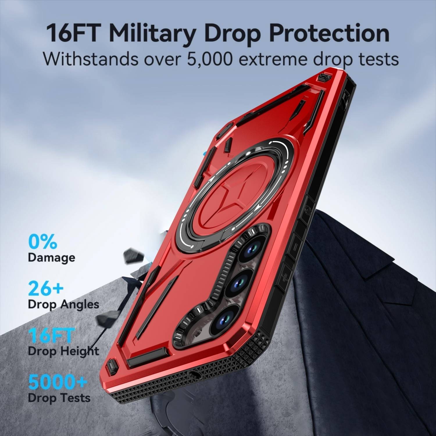 Für Samsung Galaxy S25 5G Armor II Series MagSafe Magnet Ring Schutz Hülle Rot