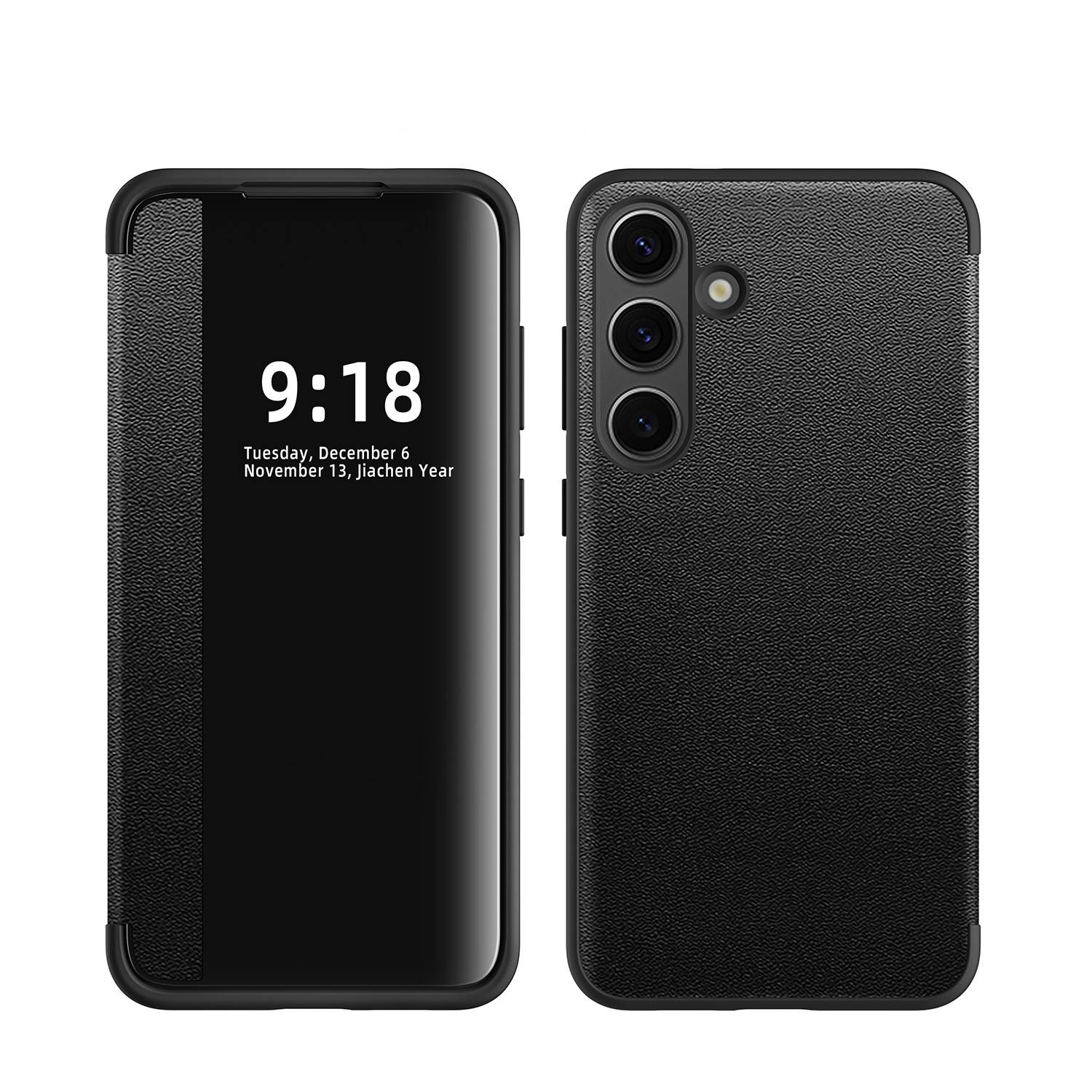 Für Samsung Galaxy S25 5G View Spiegel Handy Smart Cover Wake UP Funktion Case Schwarz