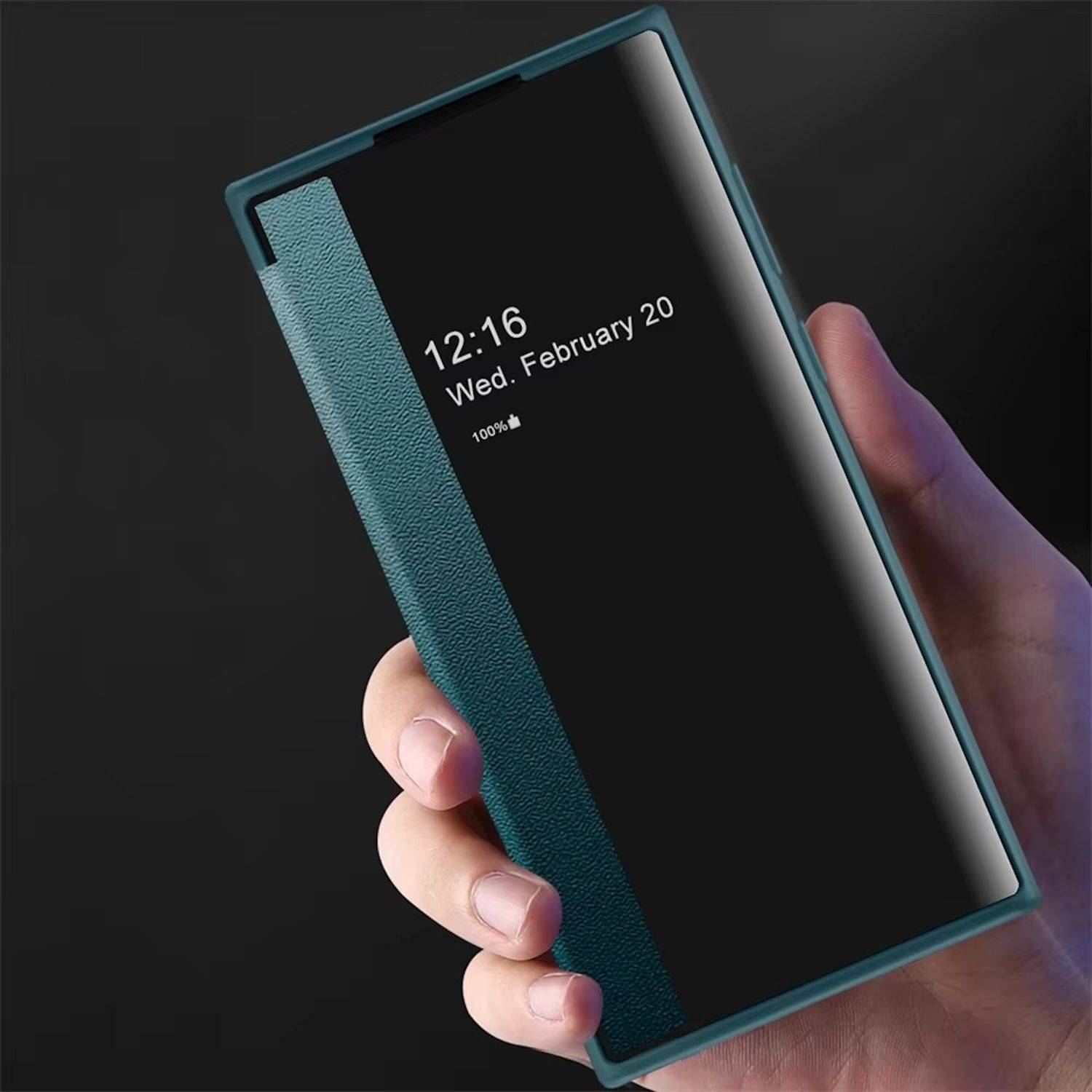 Für Samsung Galaxy S25 5G View Spiegel Handy Smart Cover Wake UP Funktion Case Schwarz