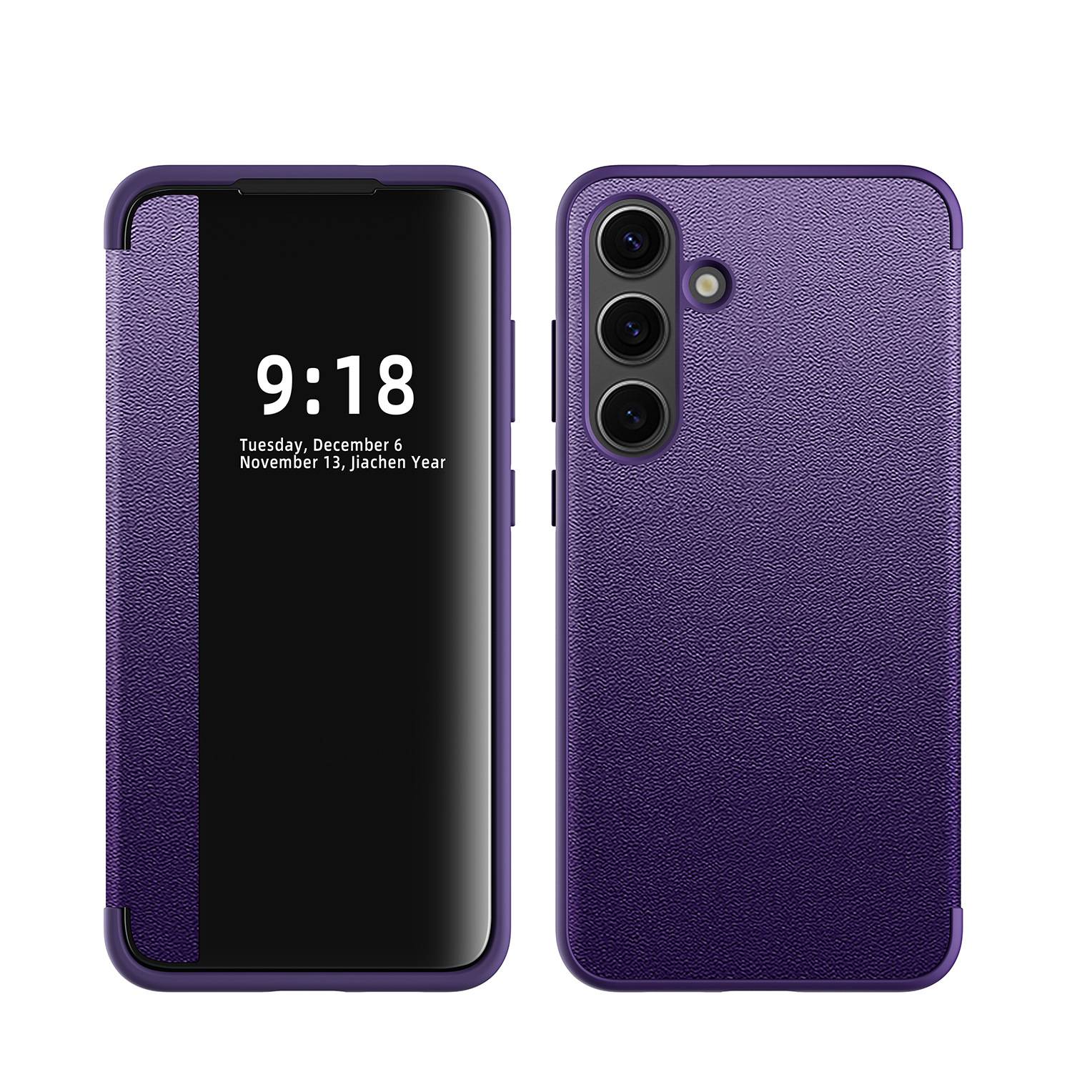 Für Samsung Galaxy S25 Plus 5G View Spiegel Handy Smart Cover Wake UP Funktion Case Lila
