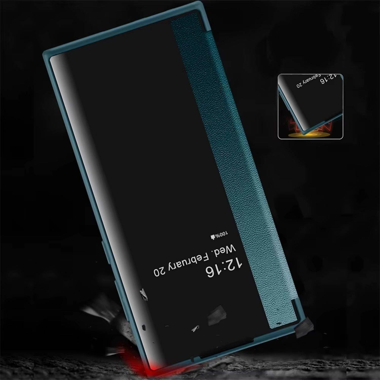 Für Samsung Galaxy S25 Plus 5G View Spiegel Handy Smart Cover Wake UP Funktion Case Schwarz