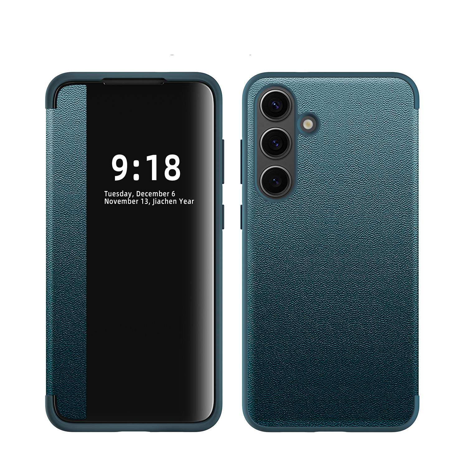Für Samsung Galaxy S25 Plus 5G View Spiegel Handy Smart Cover Wake UP Funktion Case Grün