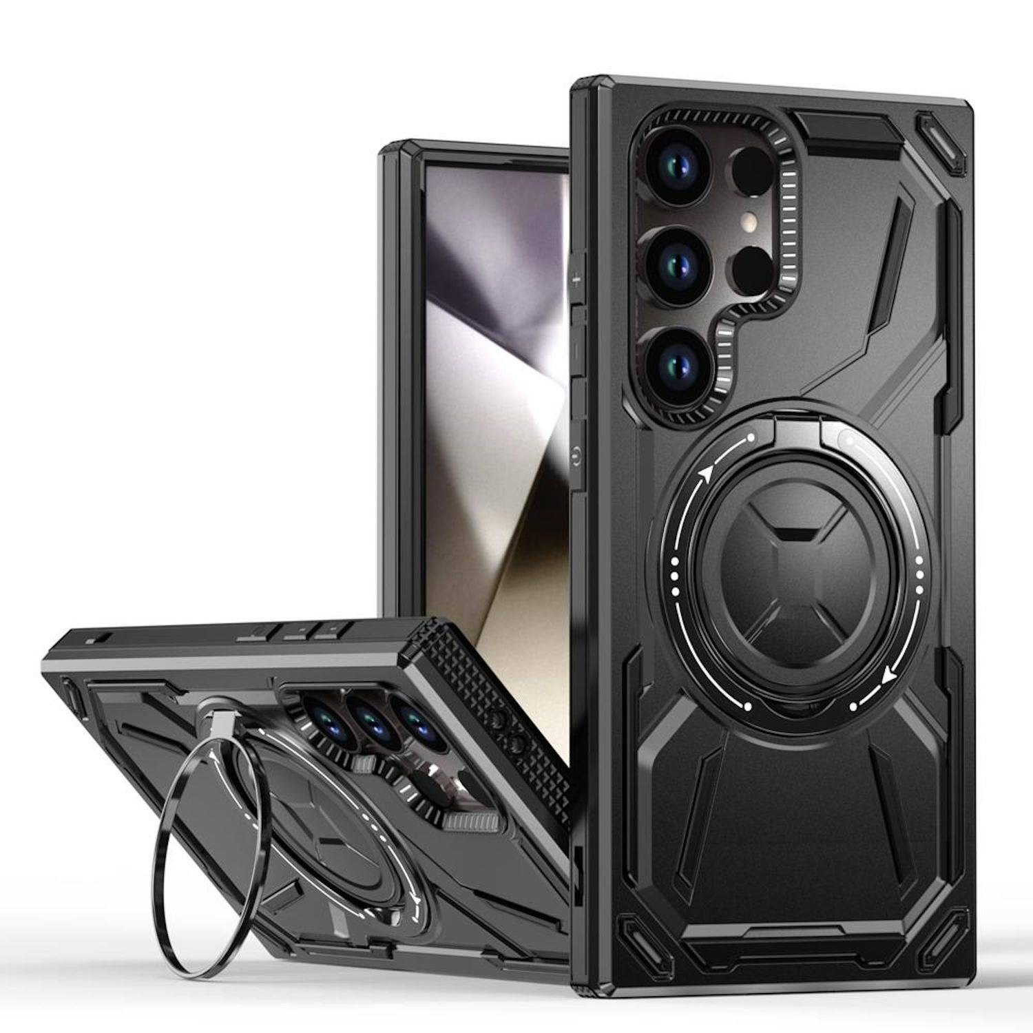 Für Samsung Galaxy S25 Ultra 5G Armor II Series MagSafe Magnet Ring Schutz Hülle Schwarz