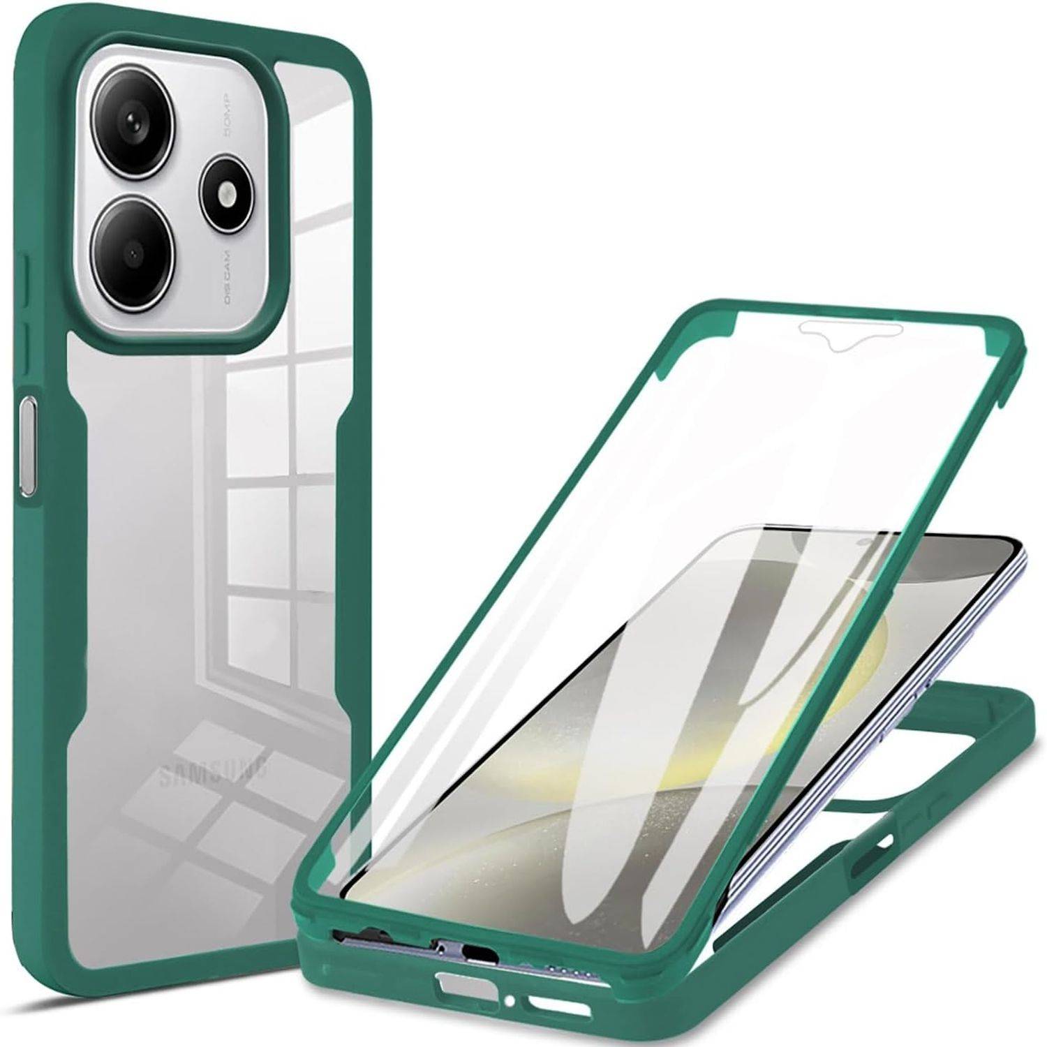 Für Xiaomi Redmi Note 14 5G Full Cover 360 Acrylic Hybrid TPU Hülle Dunkelgrün