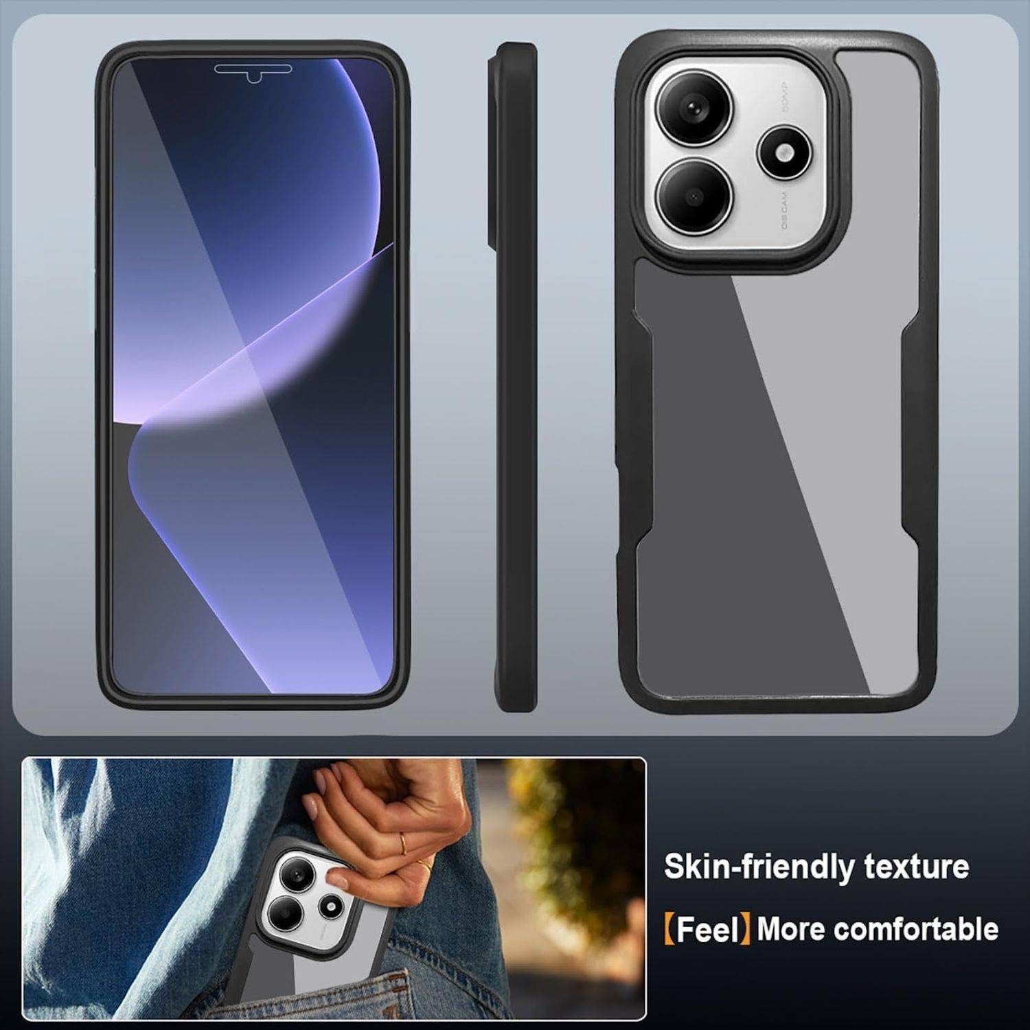 Für Xiaomi Redmi Note 14 5G Full Cover 360 Grad Acrylic Hybrid TPU Hülle Rosa