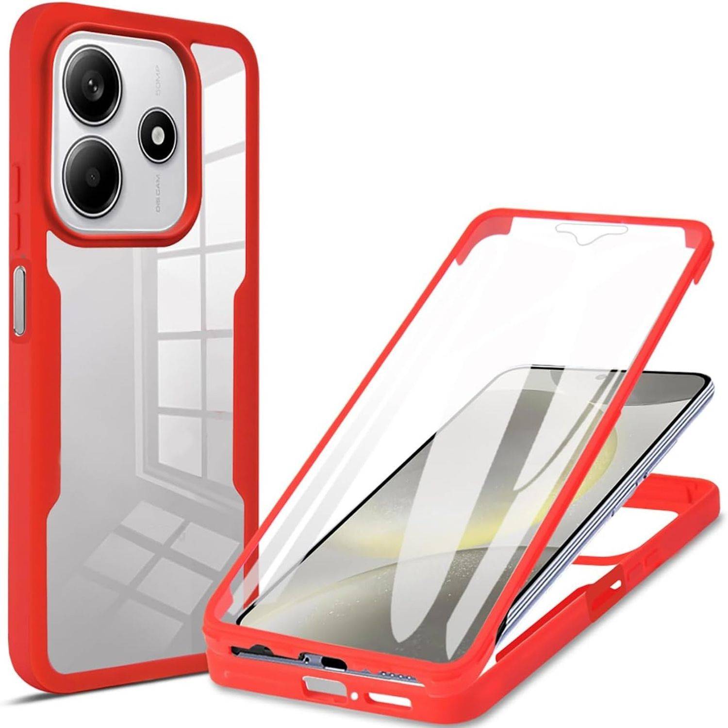 Für Xiaomi Redmi Note 14 5G Full Cover 360 Grad Acrylic Hybrid TPU Hülle Rot
