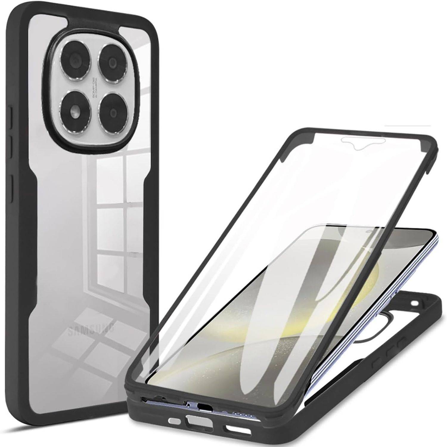 Für Xiaomi Redmi Note 14 Pro / Pro Plus 5G Full Cover Acrylic TPU Hülle Schwarz