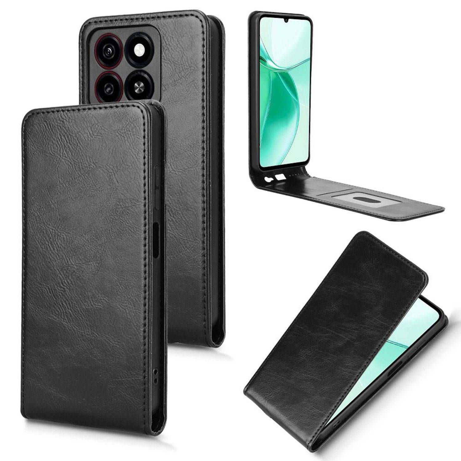 Für ZTE Blade A35 / A55 Magnetische Vertikale Wallet Fach Flip Kunstleder Hülle