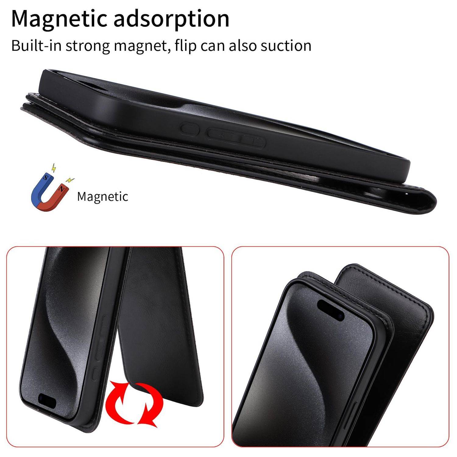 Für ZTE Blade A35 / A55 Magnetische Vertikale Wallet Fach Flip Kunstleder Hülle