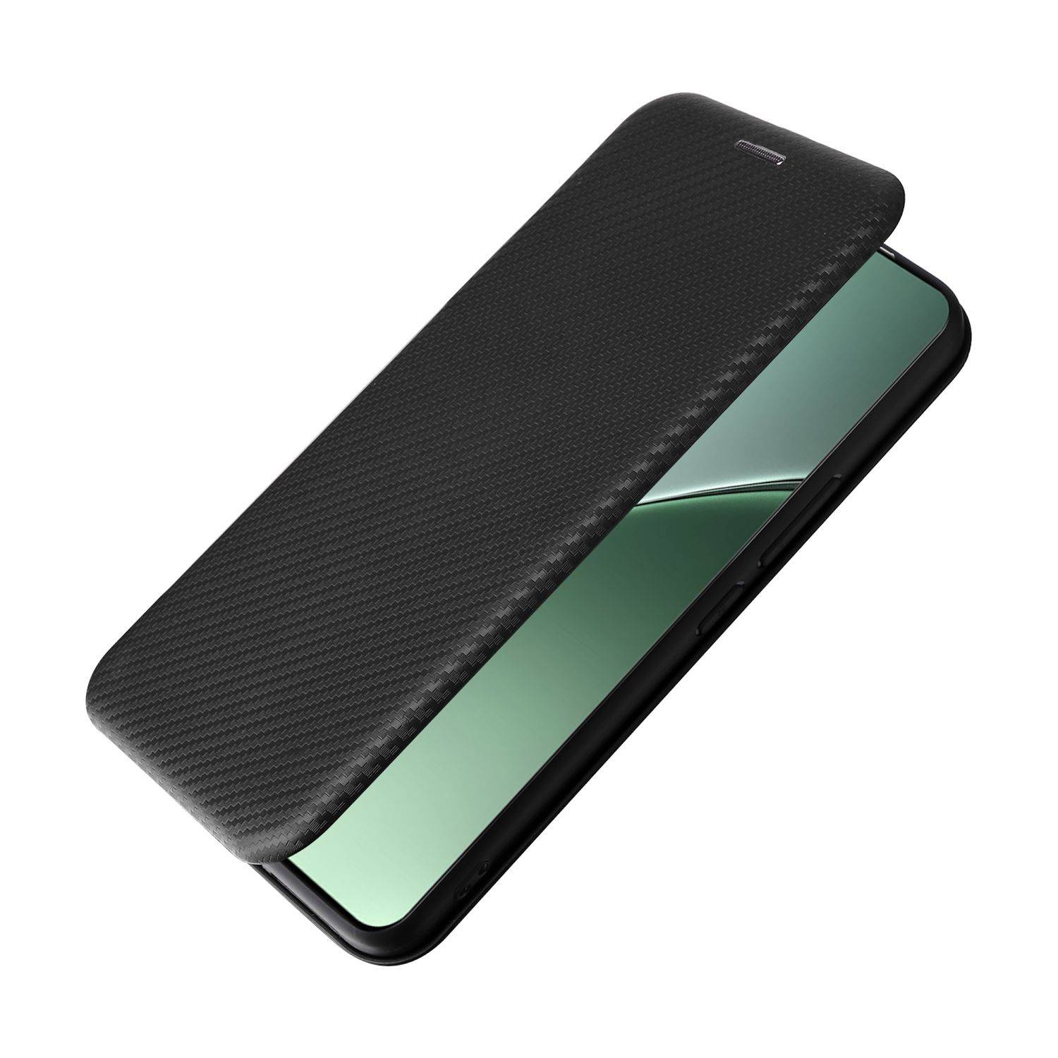 Für Xiaomi 15 Pro Carbon Faser Textur Hybrid Flip Design Schutz Hülle Schwarz