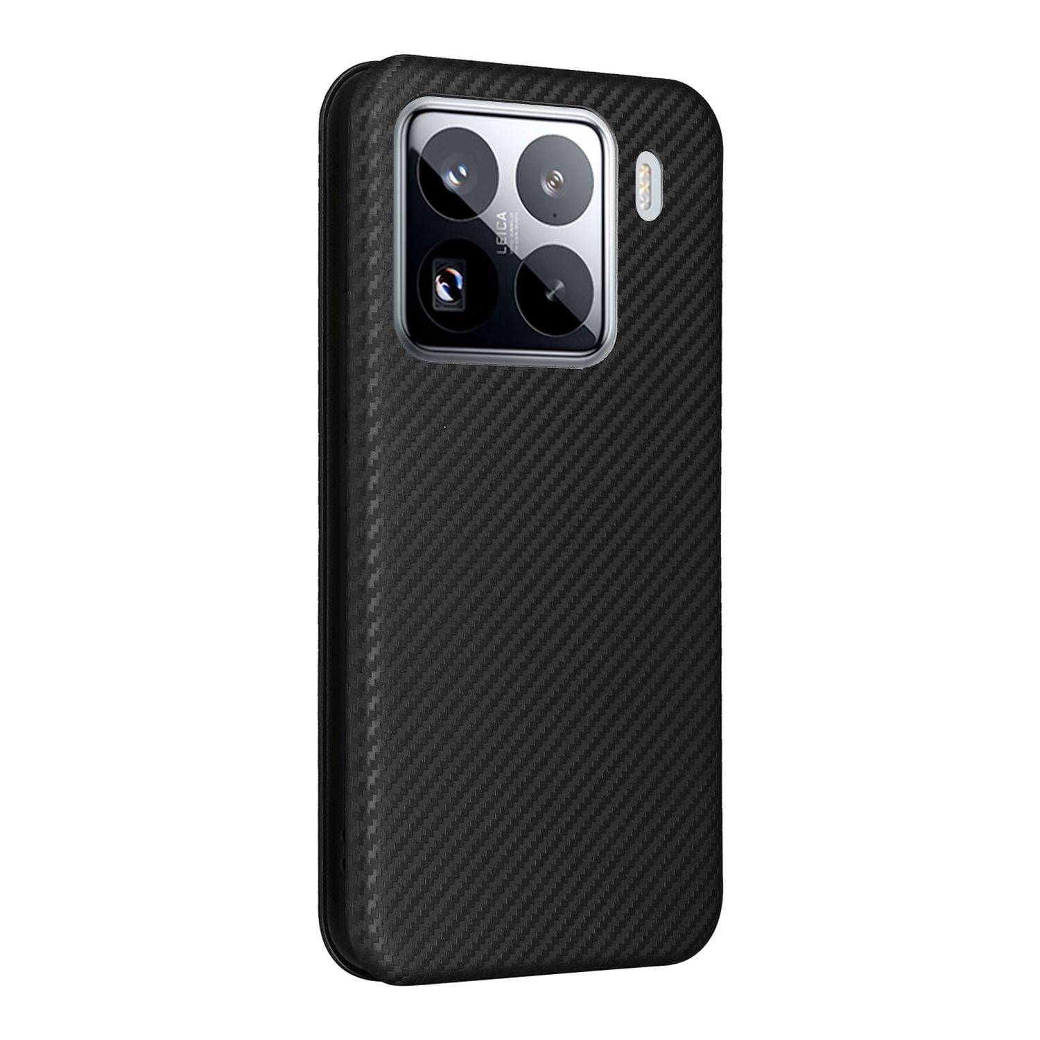 Für Xiaomi 15 Pro Carbon Faser Textur Hybrid Flip Design Schutz Hülle Schwarz