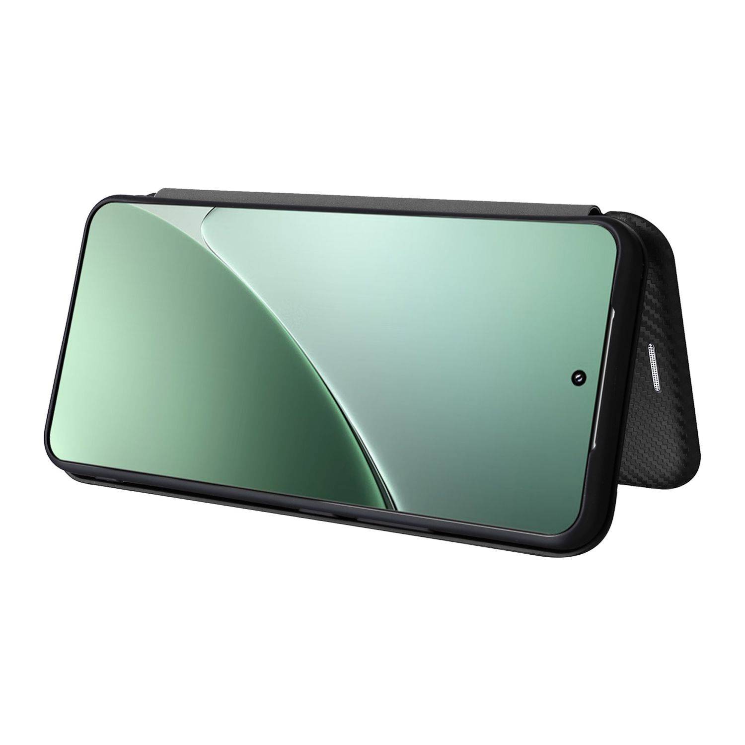 Für Xiaomi 15 Pro Carbon Faser Textur Hybrid Flip Design Schutz Hülle Schwarz