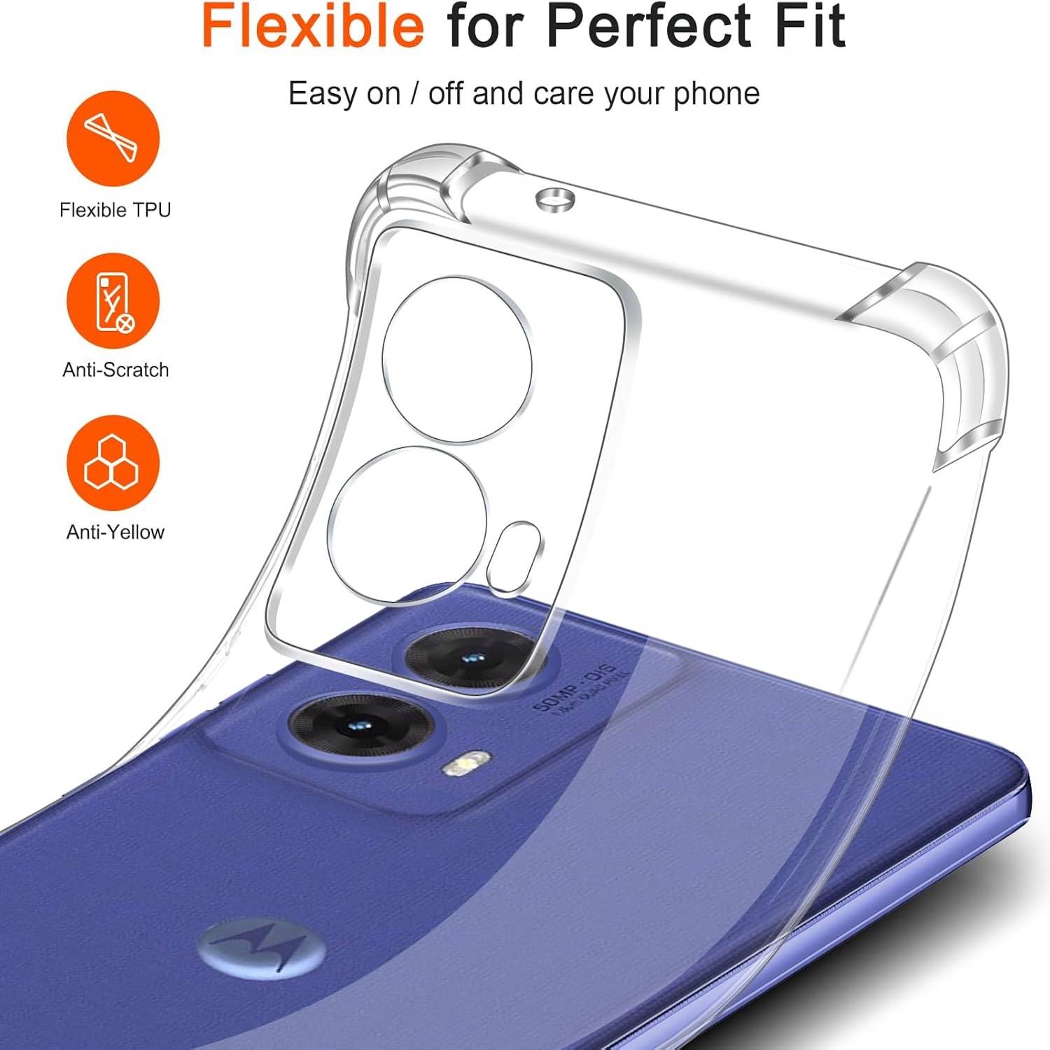 Für Motorola Moto G85 5G Schock TPU Case Transparent + 4D Curved Glas Handy Hülle Schutz