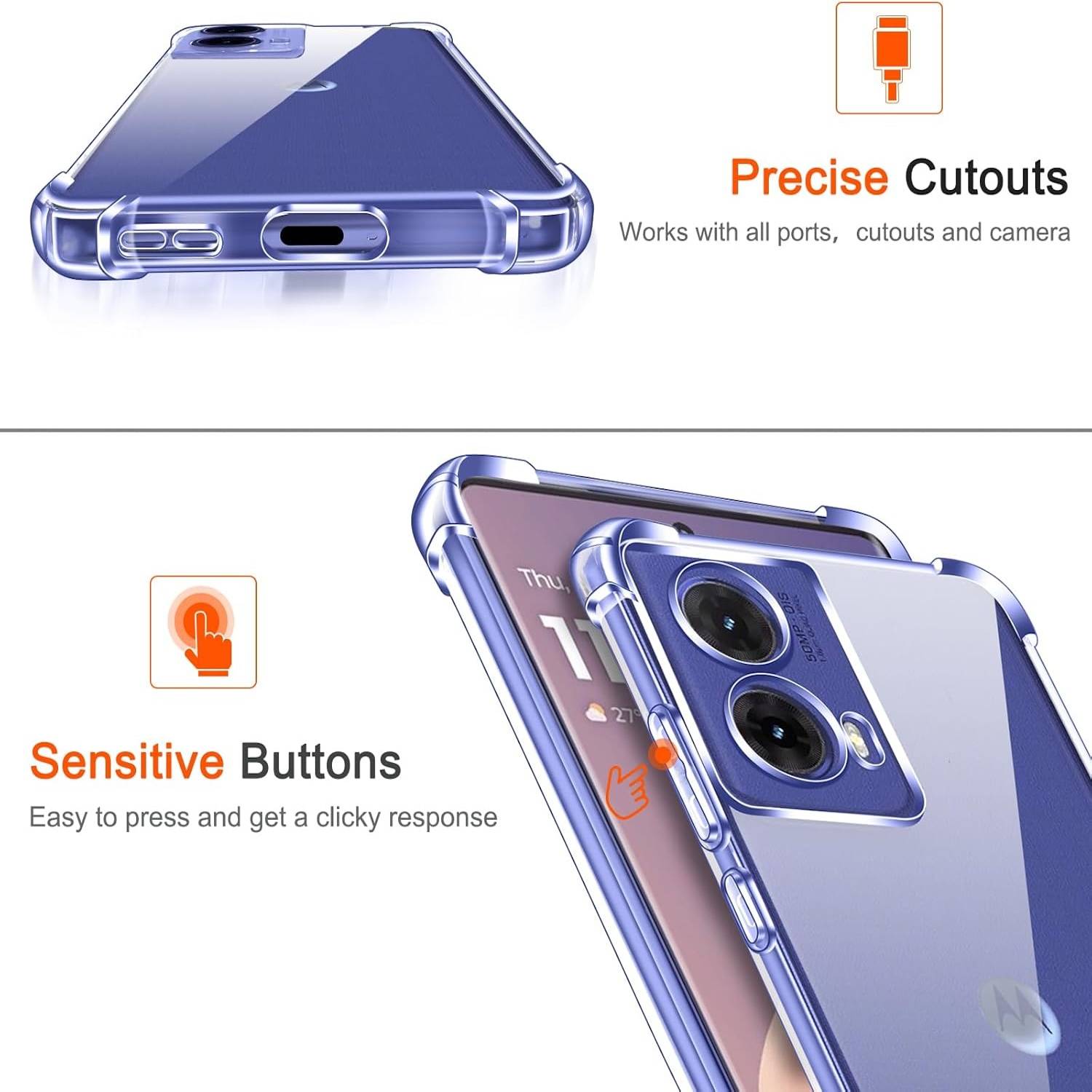 Für Motorola Moto G85 5G Schock TPU Schutz Hülle Handy Hülle Cover Transparent
