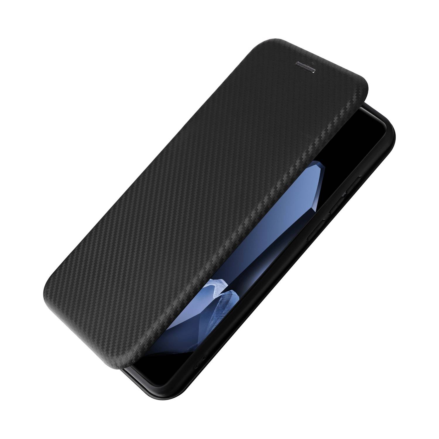 Für OnePlus 13 Carbon Faser Textur Hybrid Flip Design Schutz Handy Hülle Schwarz
