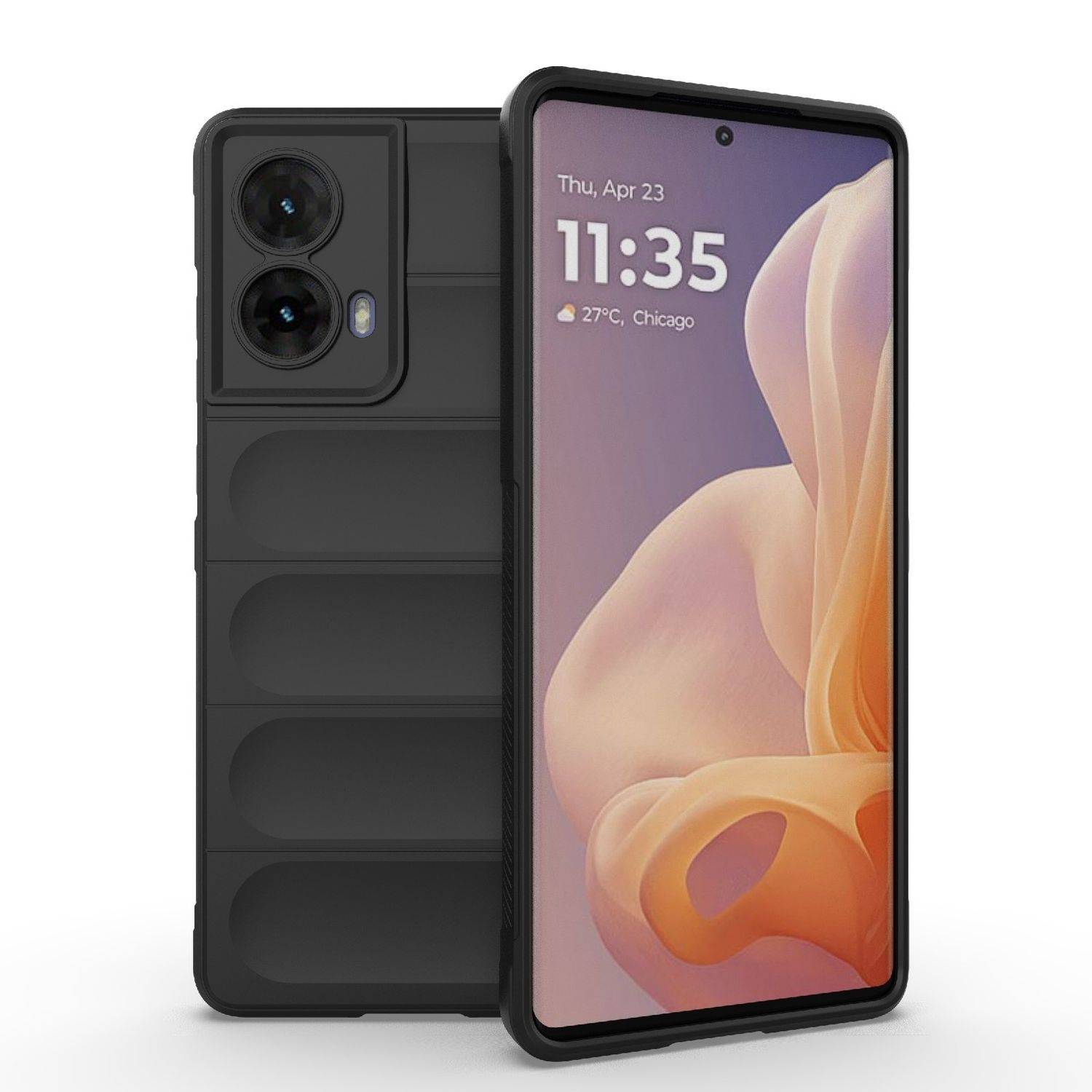 Für Motorola Moto G85 5G Magic Shield TPU Hülle Flanell - Innenfutter Schwarz