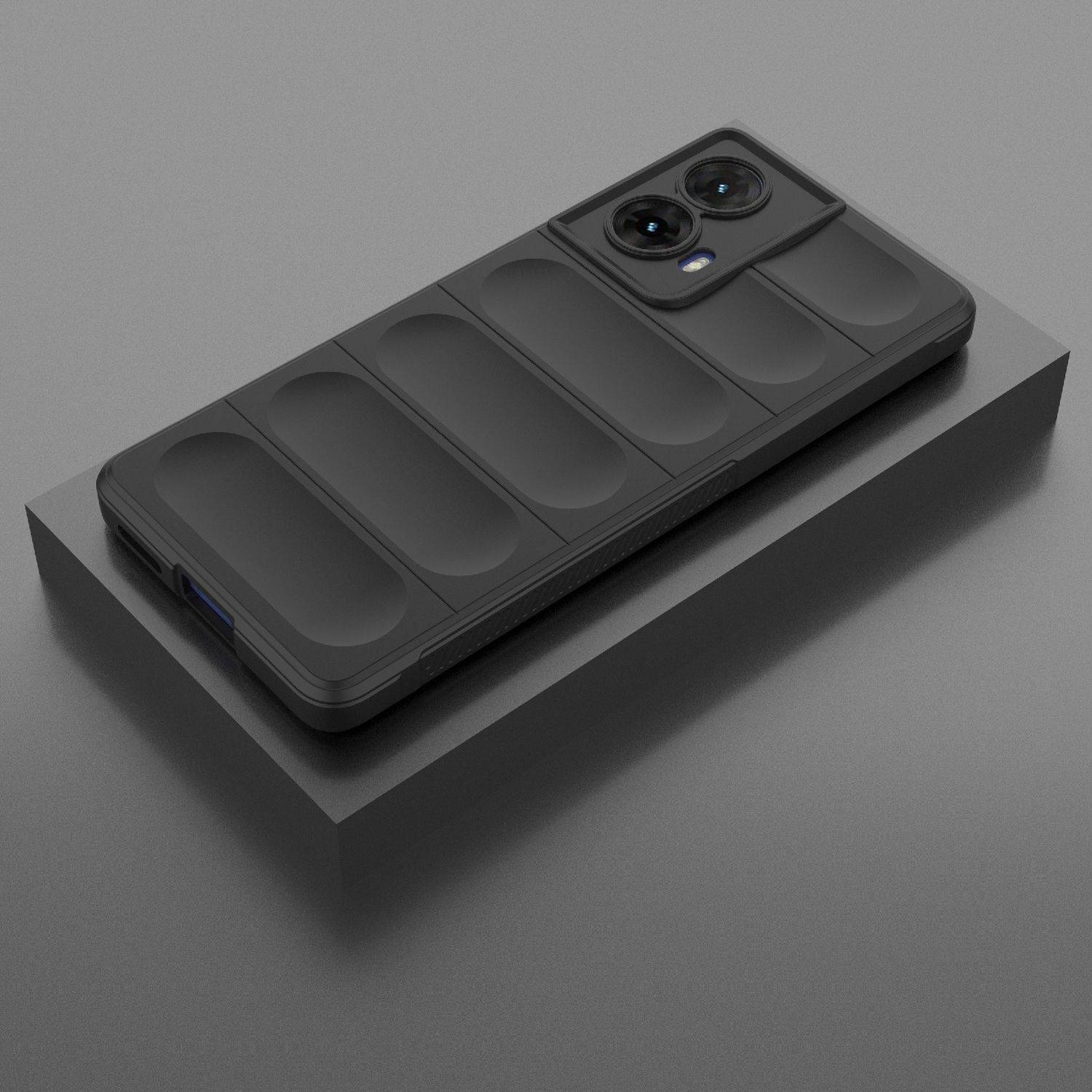Für Motorola Moto G85 5G Magic Shield TPU Hülle Flanell - Innenfutter Schwarz