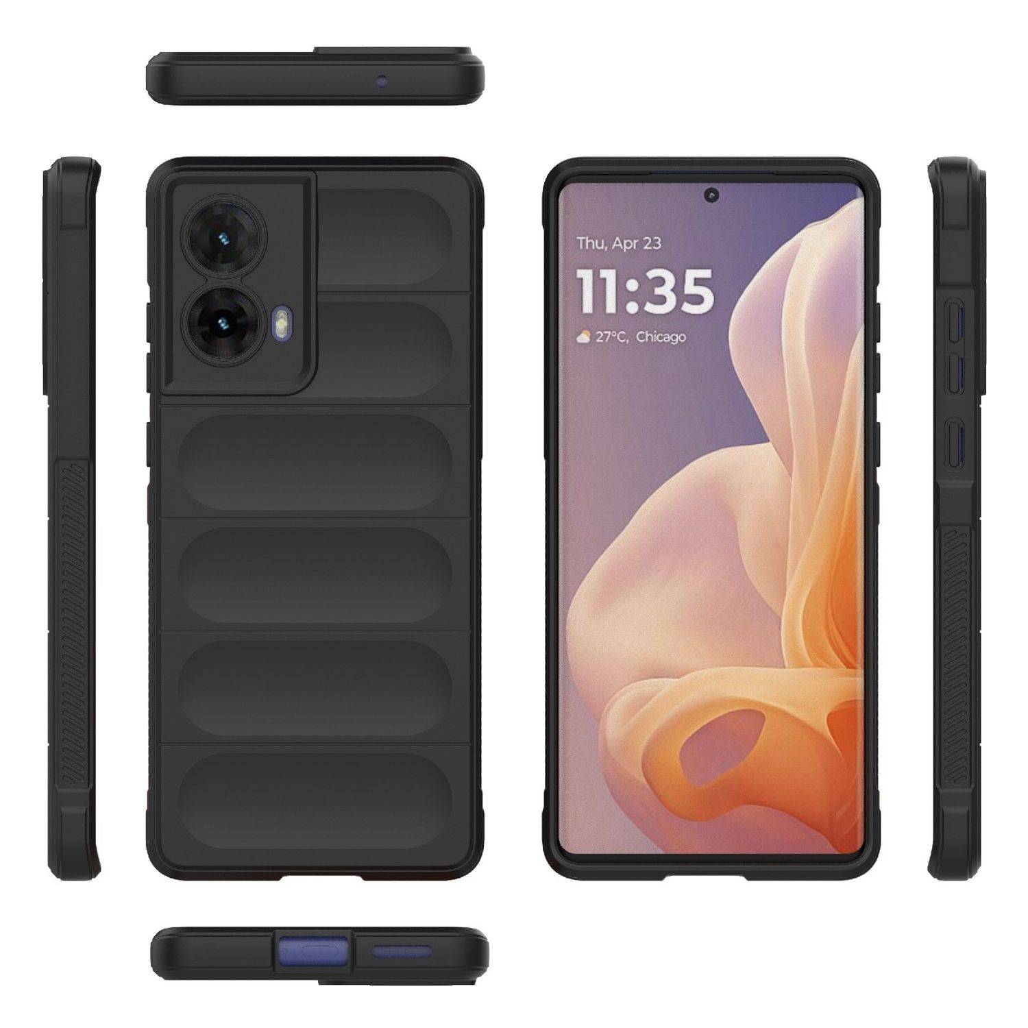 Für Motorola Moto G85 5G Magic Shield TPU Hülle Flanell - Innenfutter Schwarz