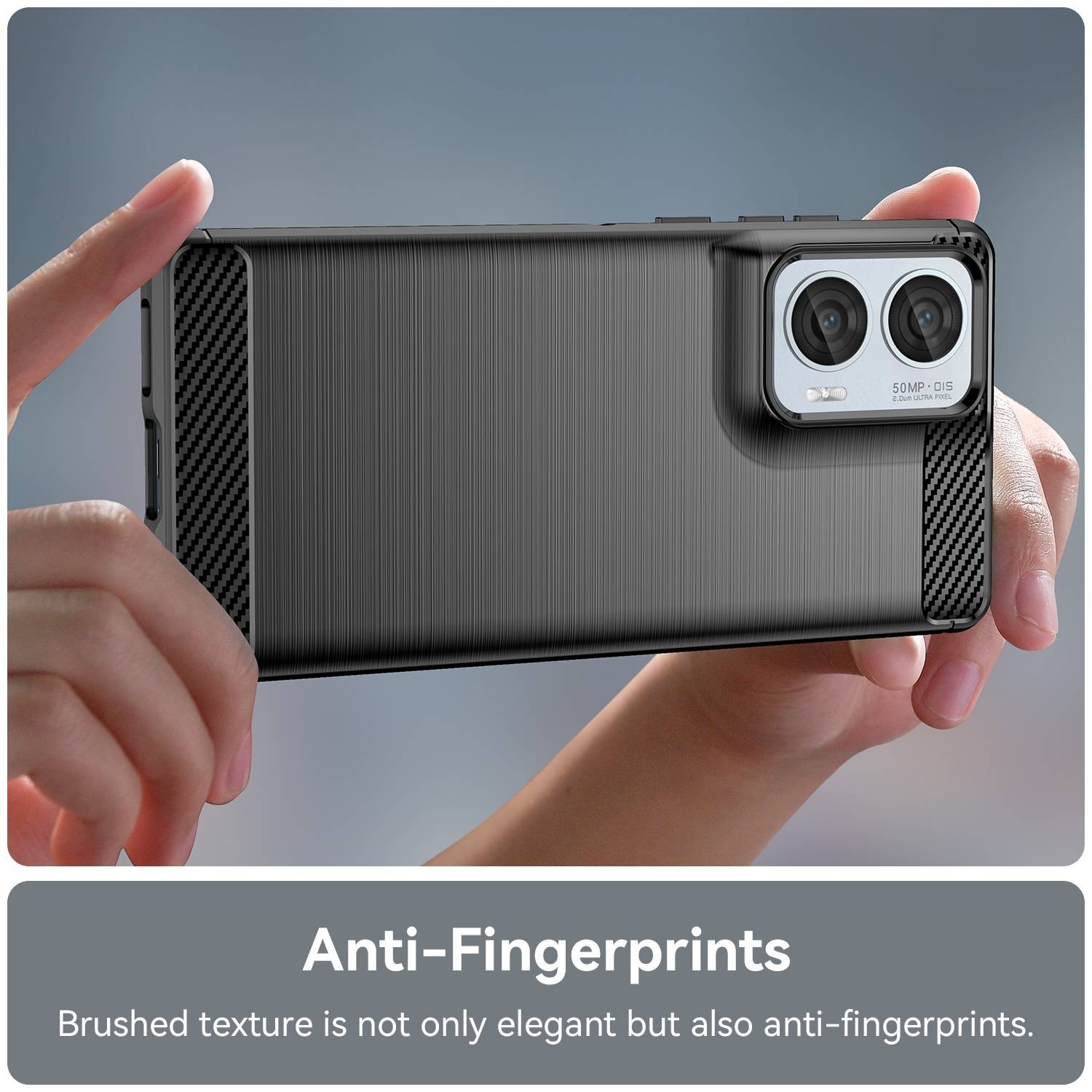 Für Motorola Moto G85 5G Carbon Brushed Design Textur TPU Handy Hülle Schwarz