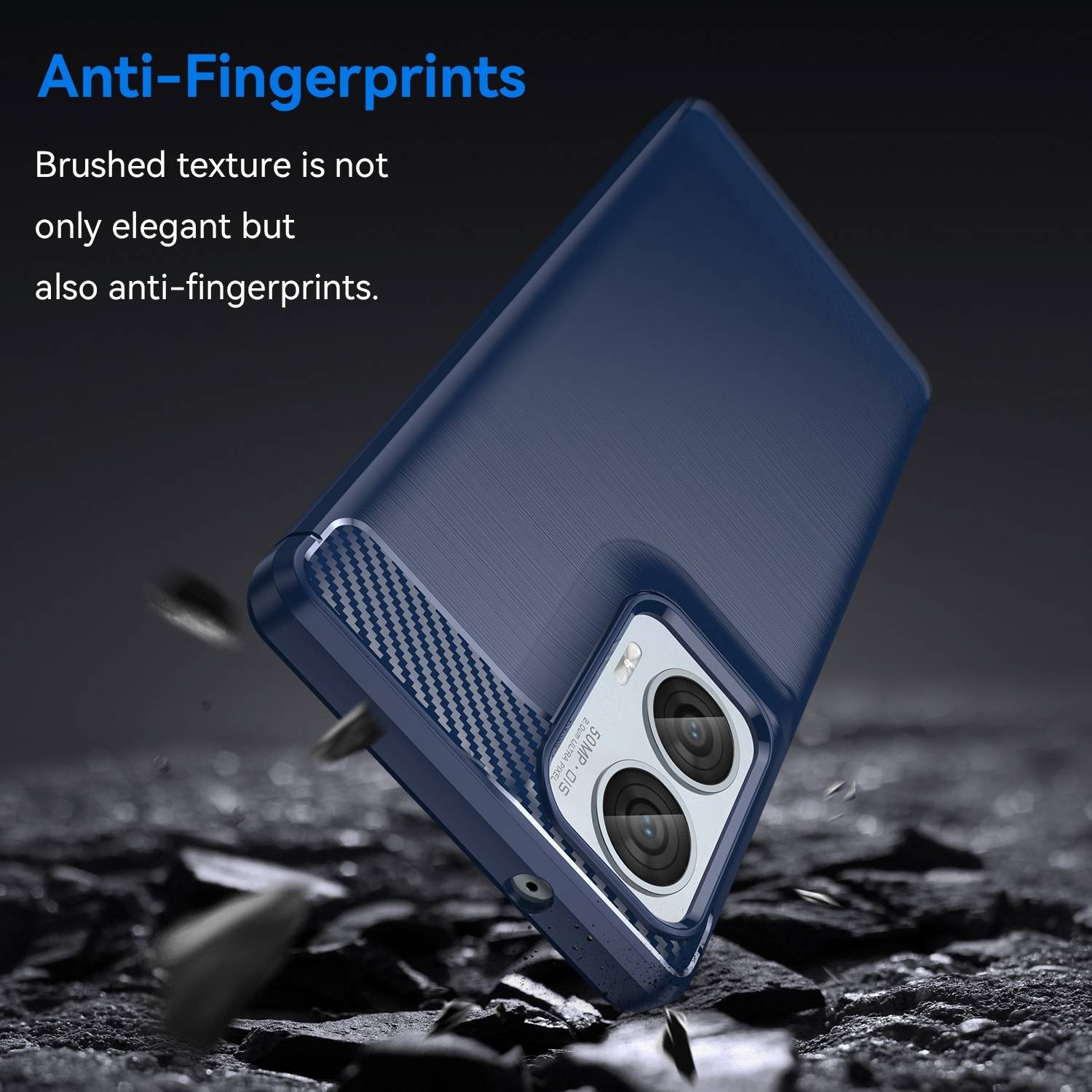 Für Motorola Moto G85 5G Carbon Brushed Design Textur TPU Handy Hülle Case Blau