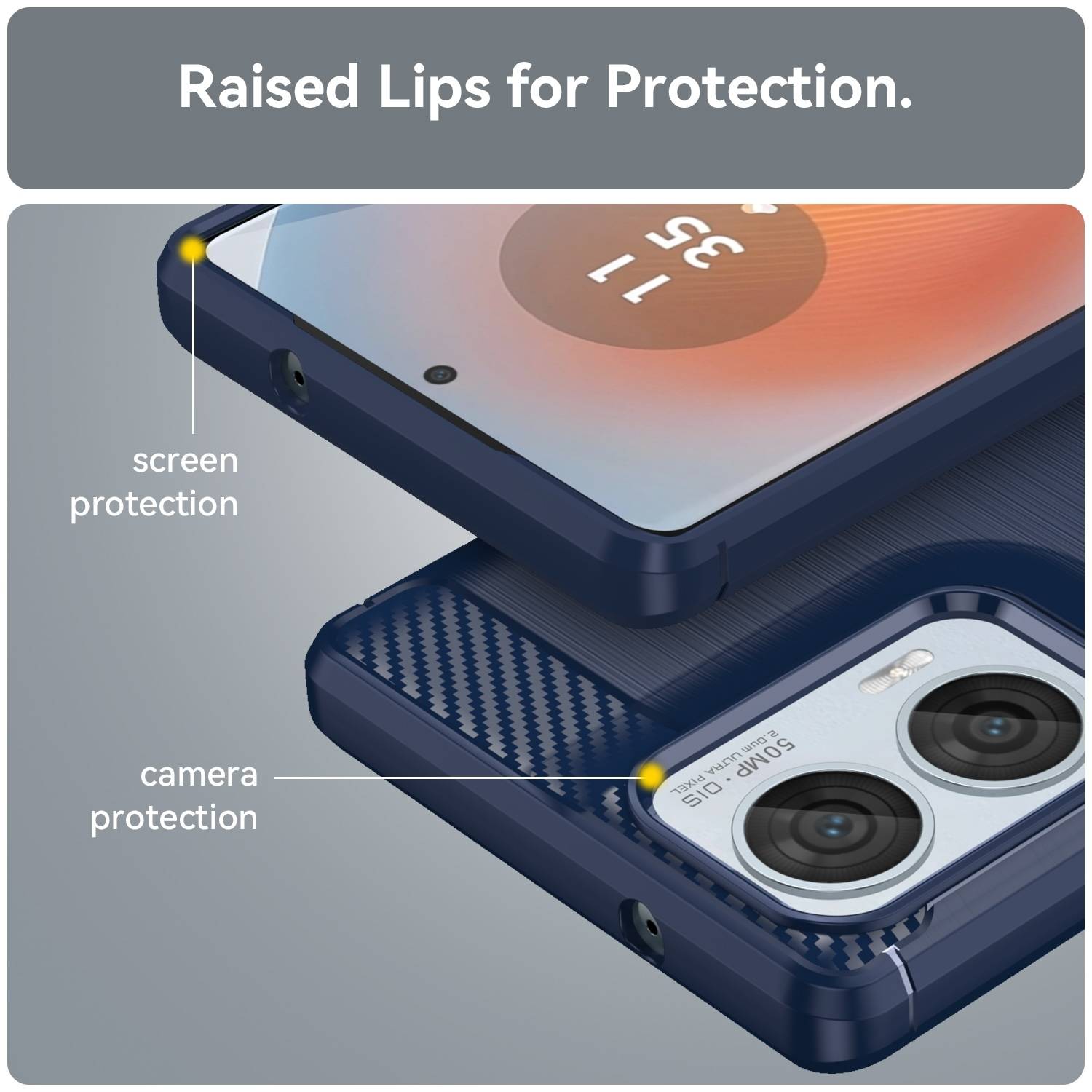 Für Motorola Moto G85 5G Carbon Brushed Design Textur TPU Handy Hülle Case Blau