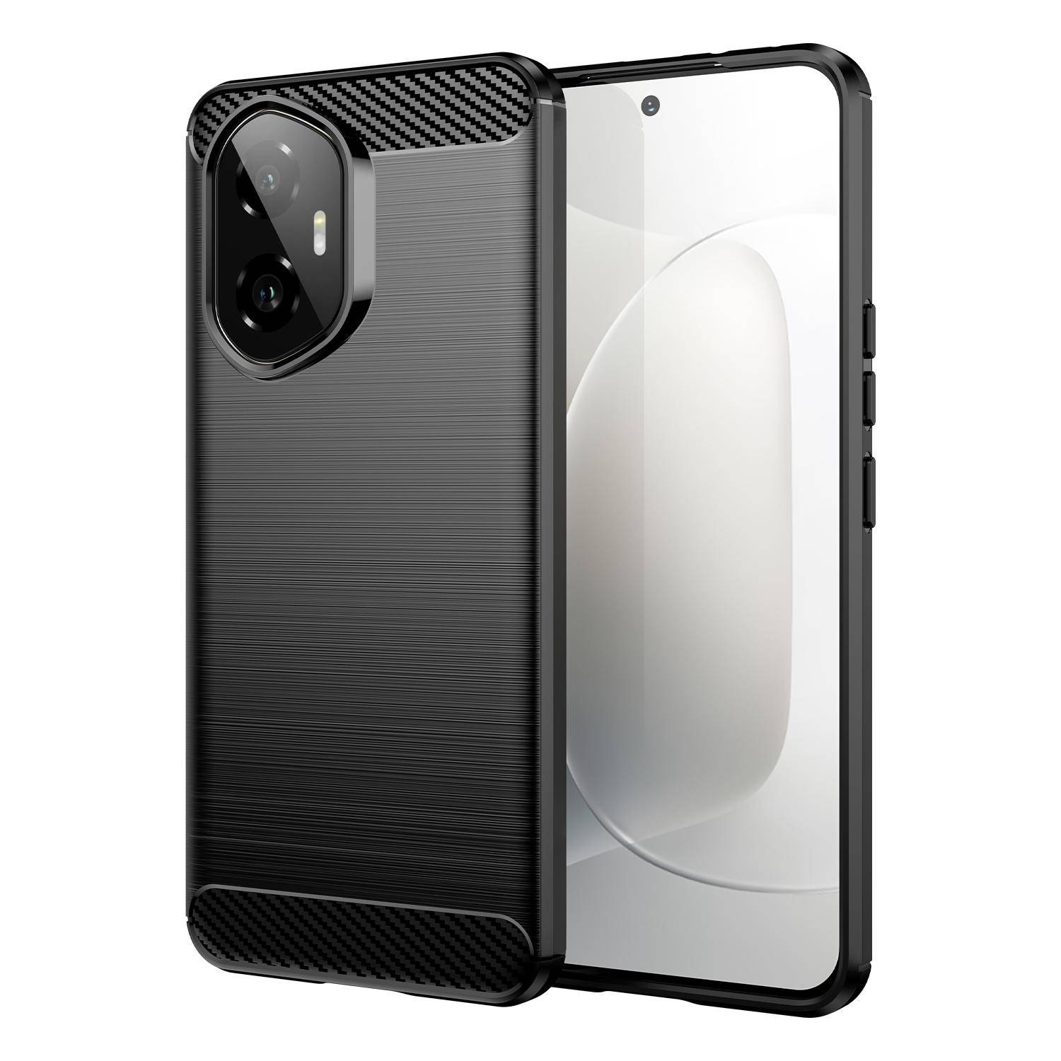 Für Honor 300 Carbon Faser Brushed Design Textur TPU Handy Hülle Cover Schwarz
