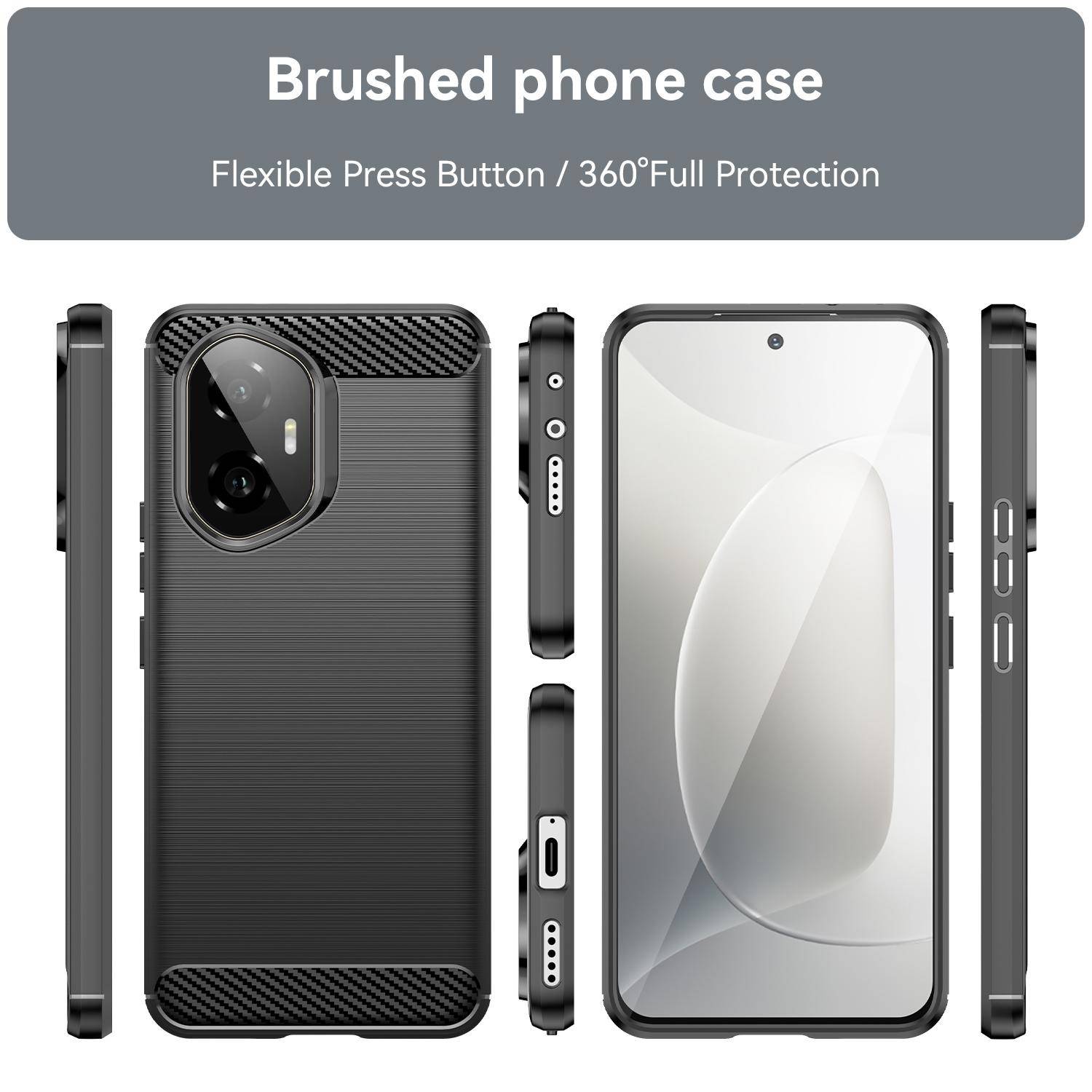 Für Honor 300 Carbon Faser Brushed Design Textur TPU Handy Hülle Cover Schwarz