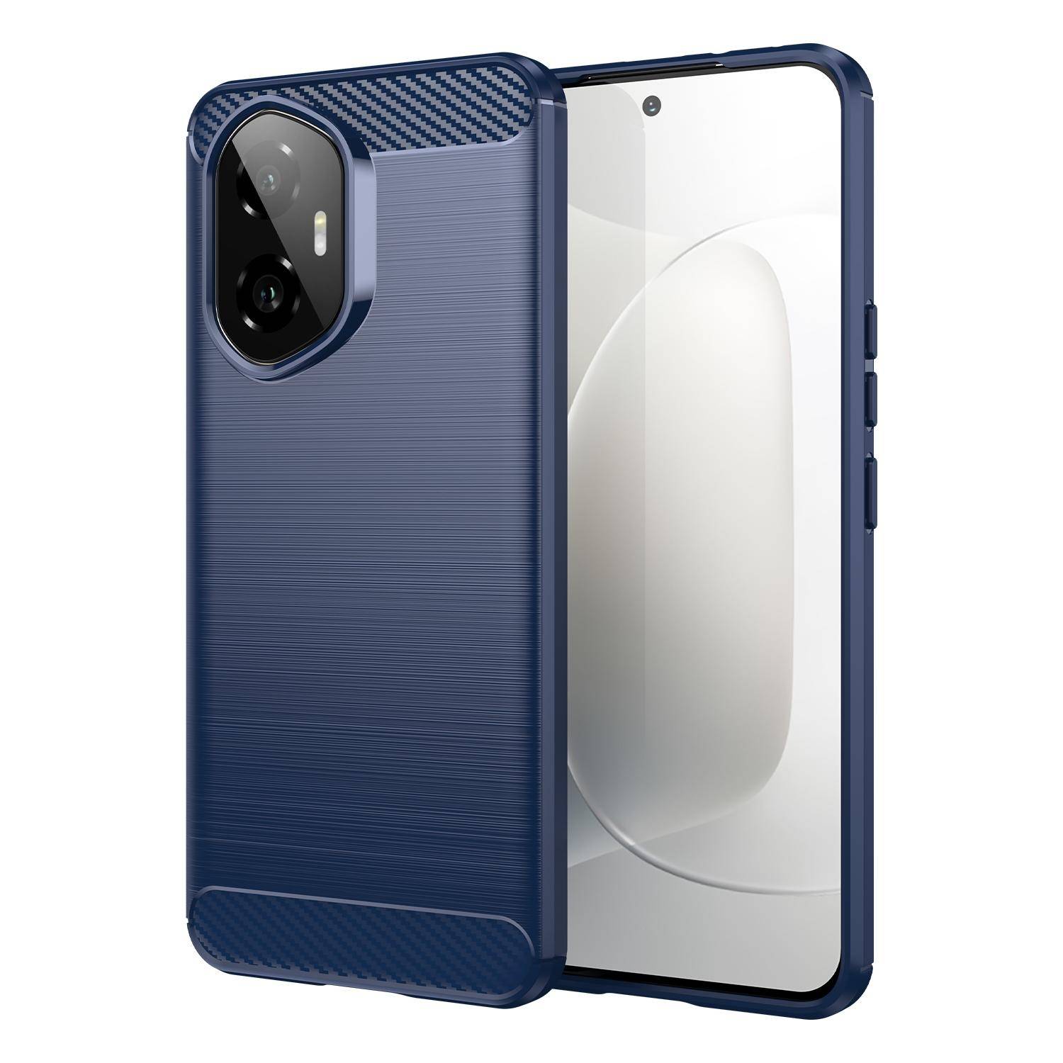 Für Honor 300 Carbon Faser Brushed Design Textur TPU Handy Hülle Cover Blau