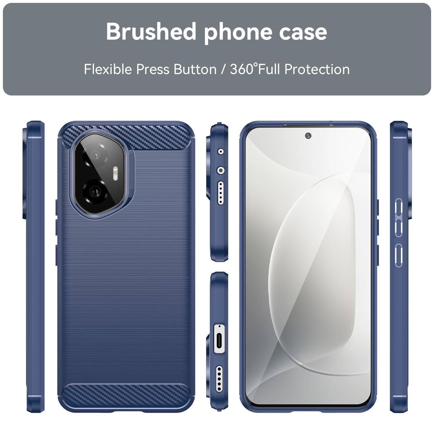 Für Honor 300 Carbon Faser Brushed Design Textur TPU Handy Hülle Cover Blau