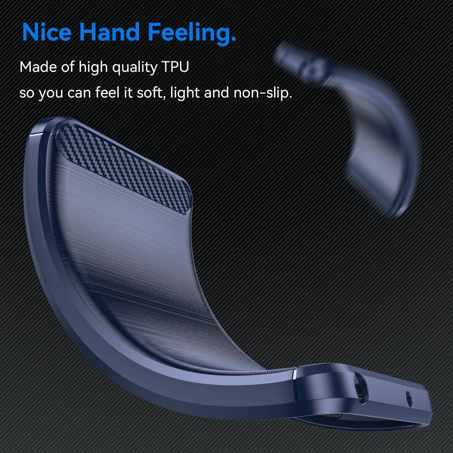 Für Honor 300 Carbon Faser Brushed Design Textur TPU Handy Hülle Cover Blau