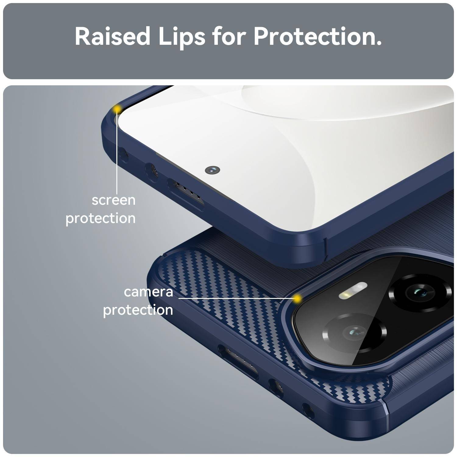 Für Honor 300 Carbon Faser Brushed Design Textur TPU Handy Hülle Cover Blau