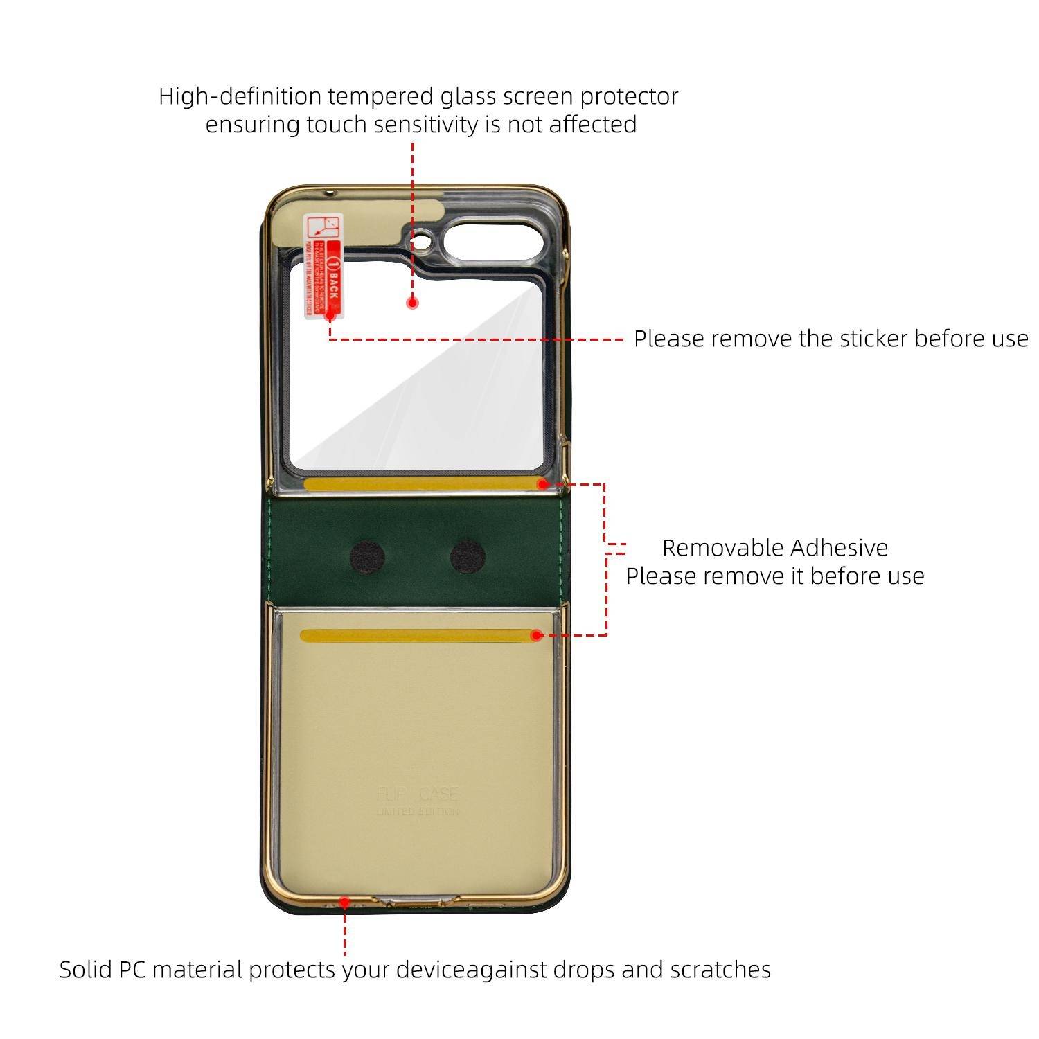 Für Samsung Galaxy Z Flip6 Full Cover Motiv Hülle Handschlaufe integriertem Glas