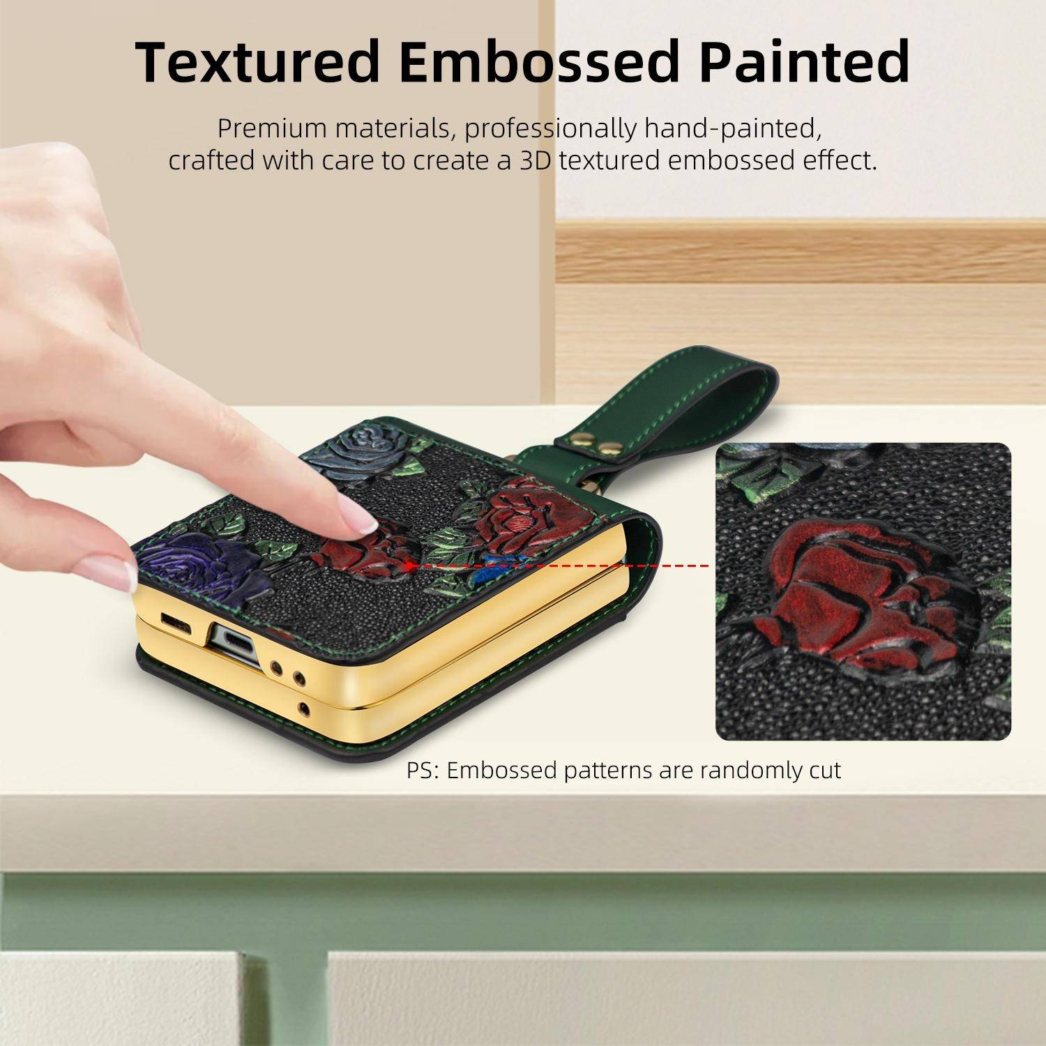 Für Samsung Galaxy Z Flip6 Full Cover Motiv Hülle Handschlaufe integriertem Glas