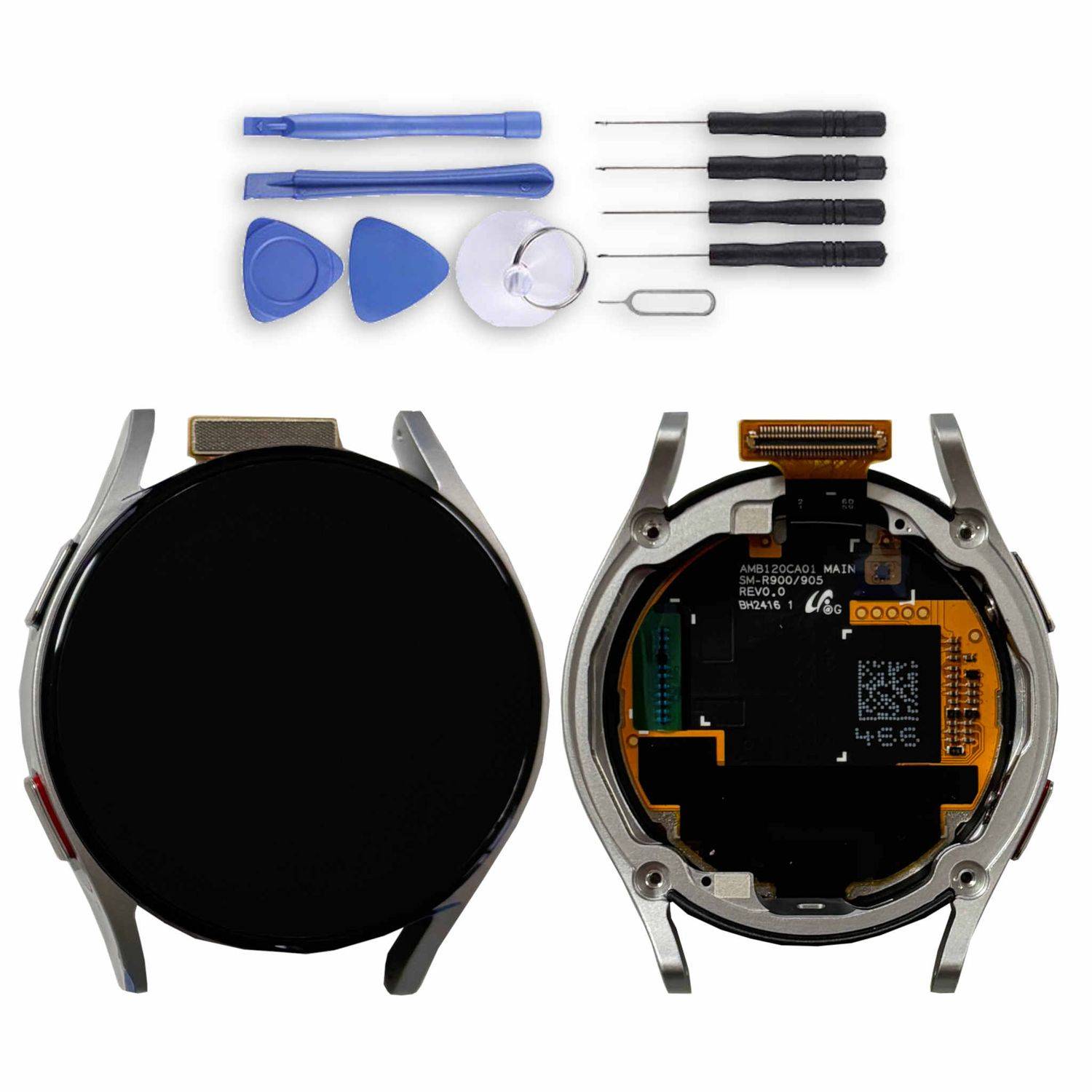 Samsung LCD Display mit Rahmen für Galaxy Watch FE 40mm Ersatzteil Silber